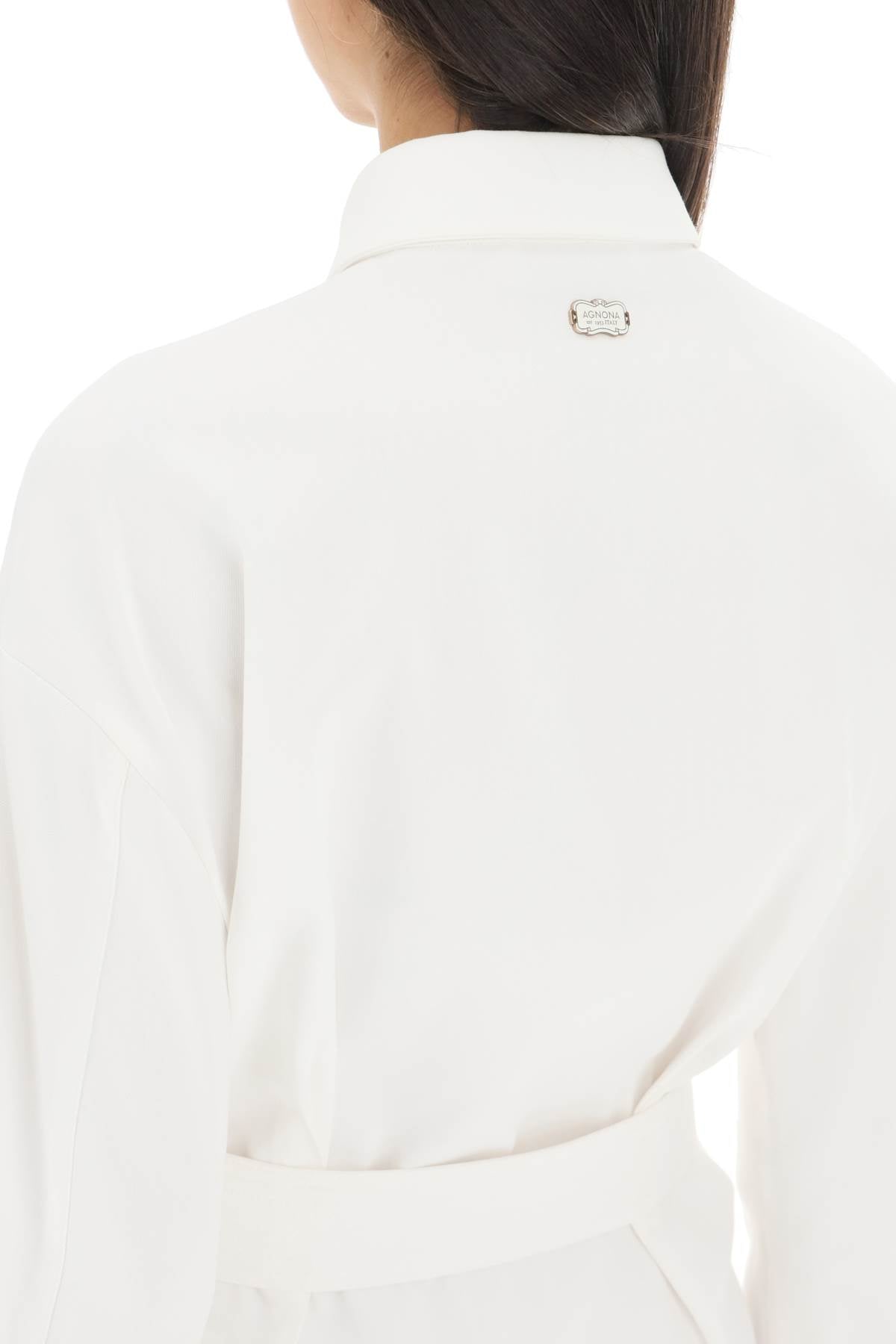 Agnona Belted Twill Shirt Dress   White