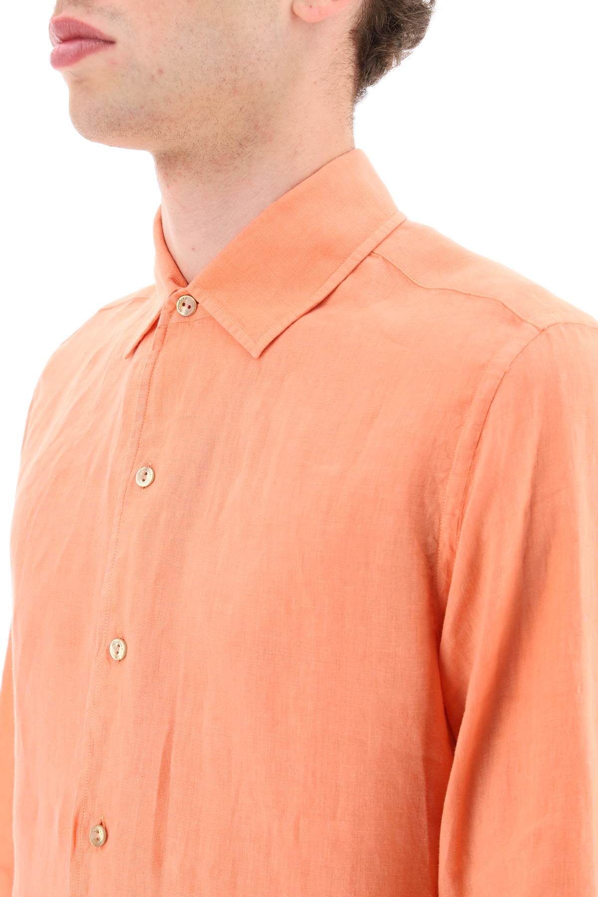 Agnona Classic Linen Shirt   Orange