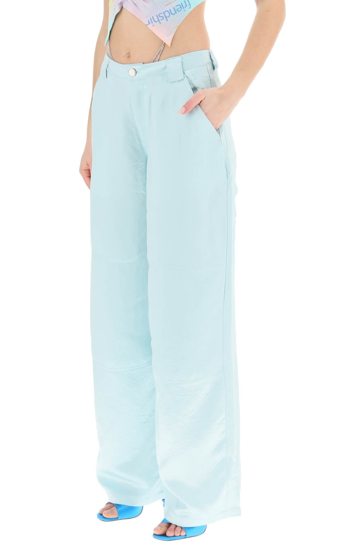 Collina Strada Wide Leg Satin Pants   Light Blue