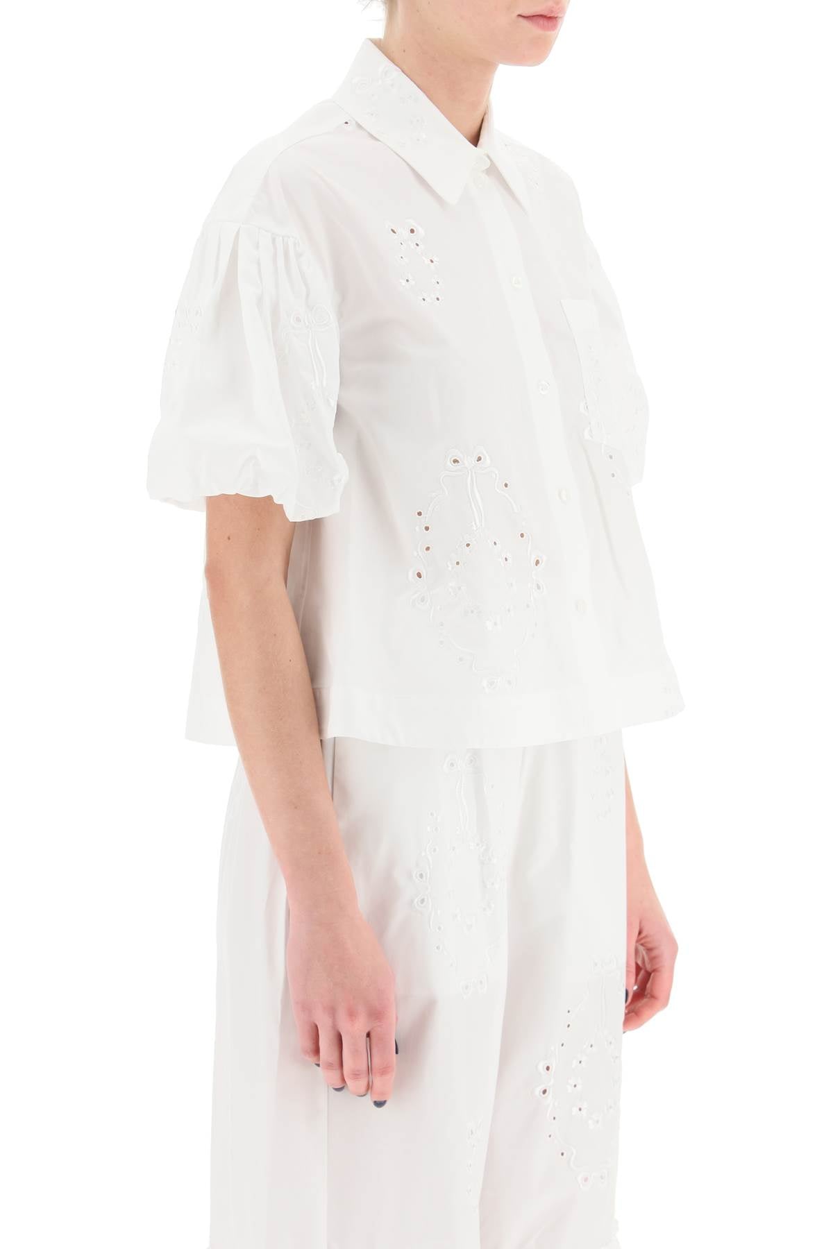 Simone Rocha Embroidered Cropped Shirt   White