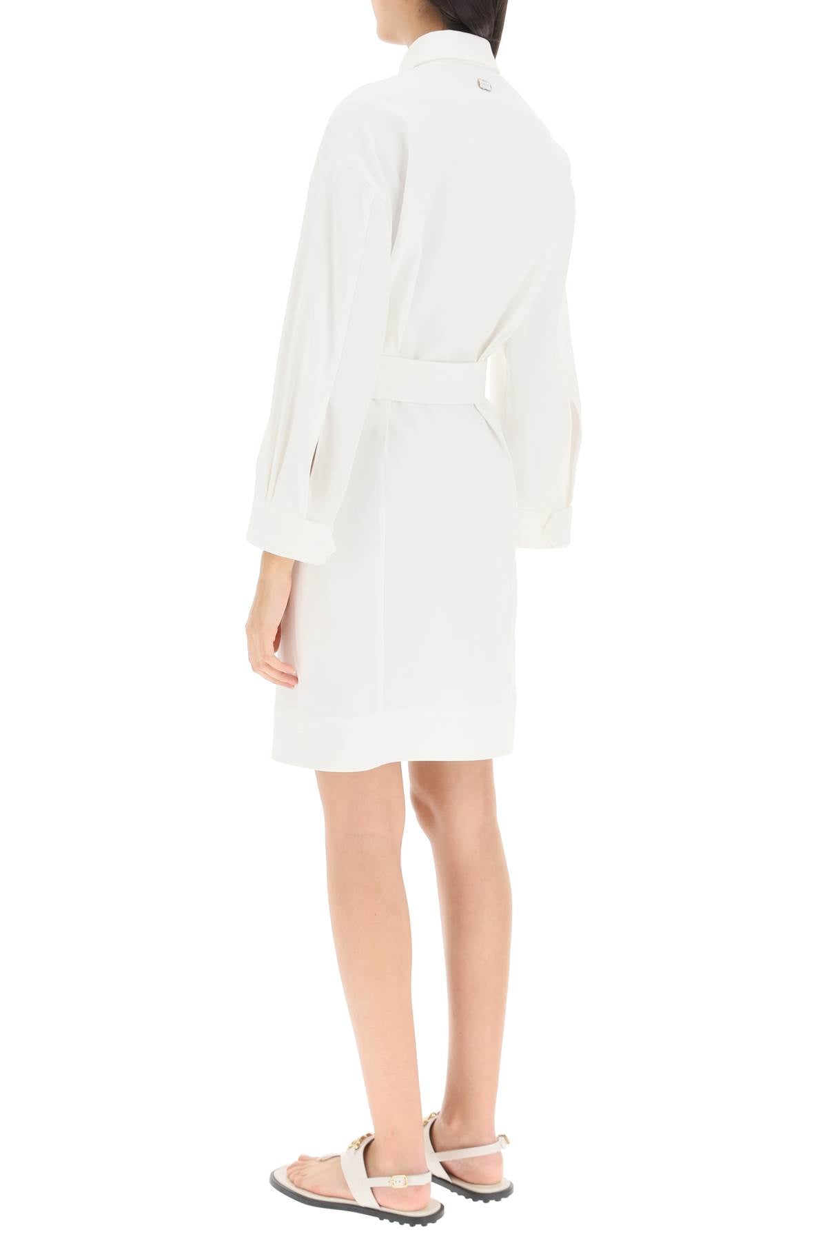 Agnona Belted Twill Shirt Dress   White