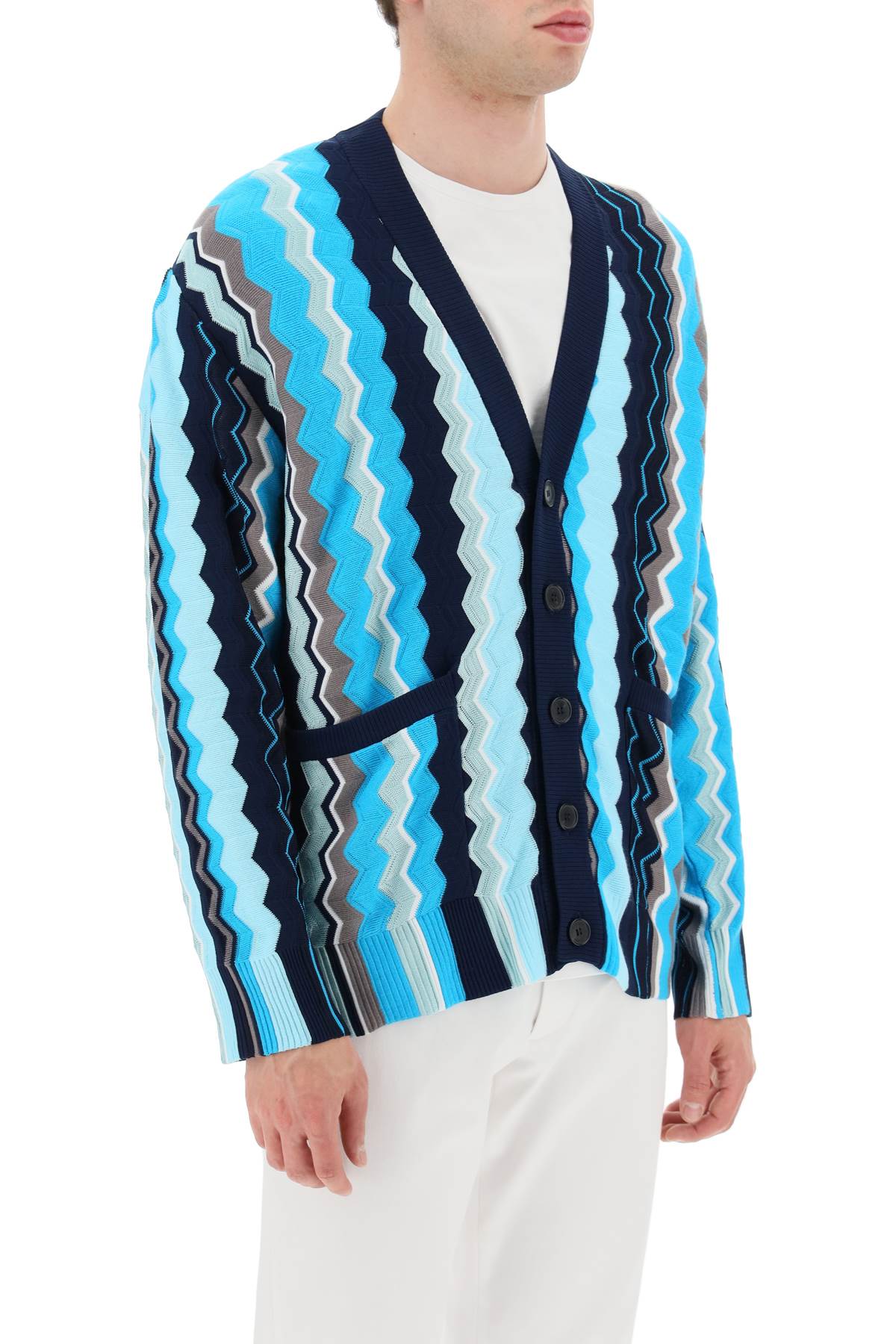 Missoni Patterned Cardigan   Blue