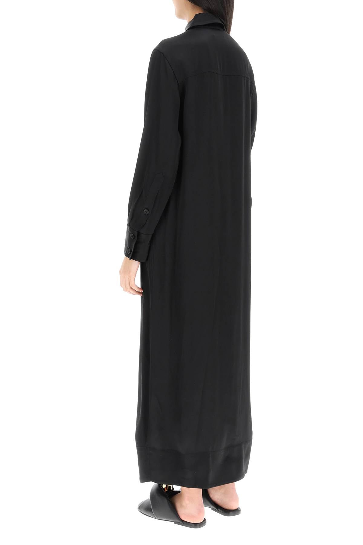 Loulou Studio 'Ara' Long Shirt Dress In Satin   Black