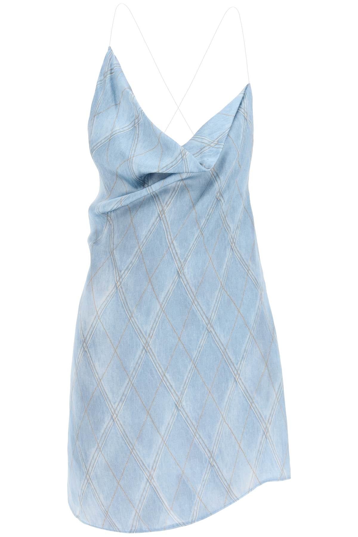 Y Project Satin Slip Dress   Light Blue