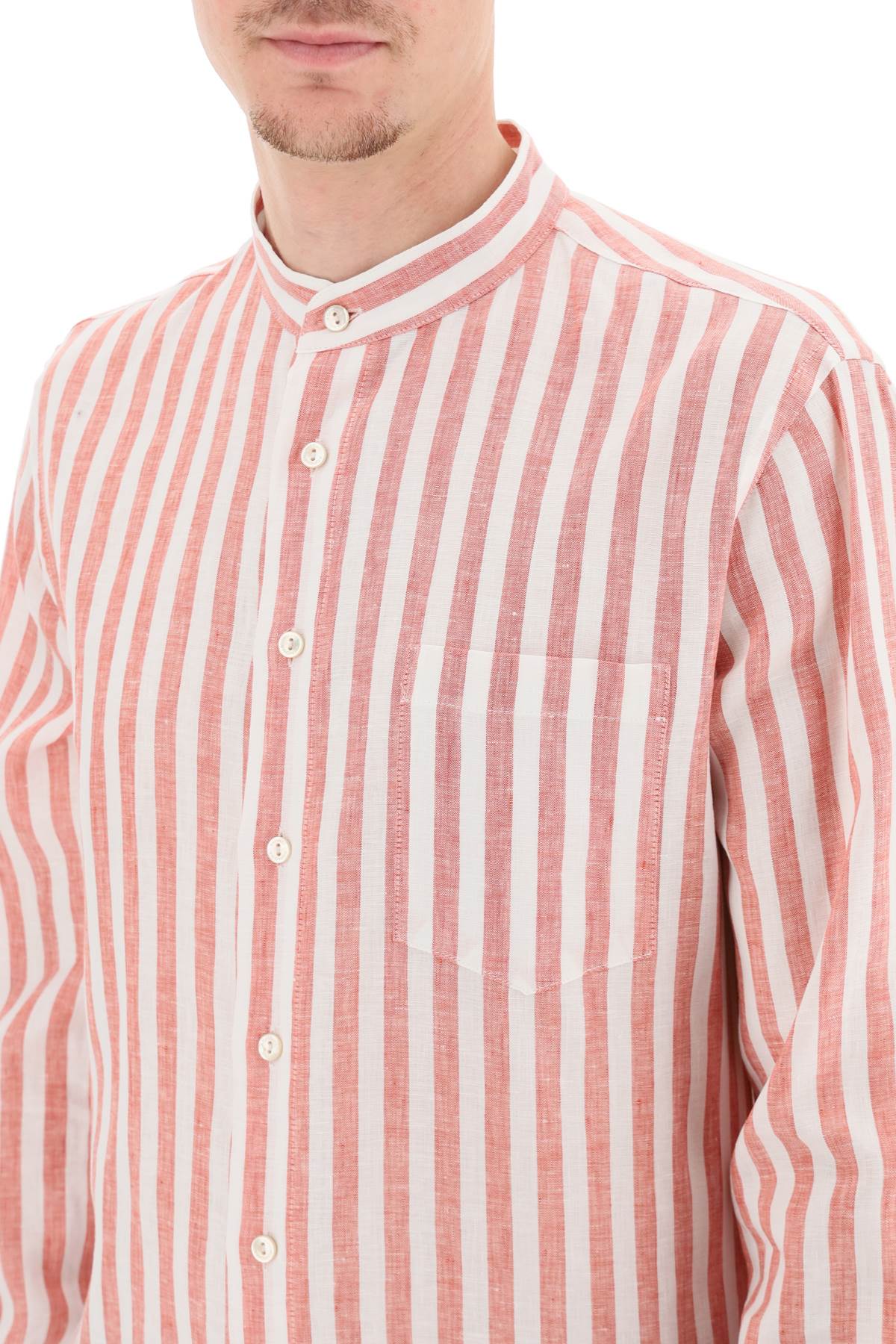 Agnona Striped Linen Shirt   White