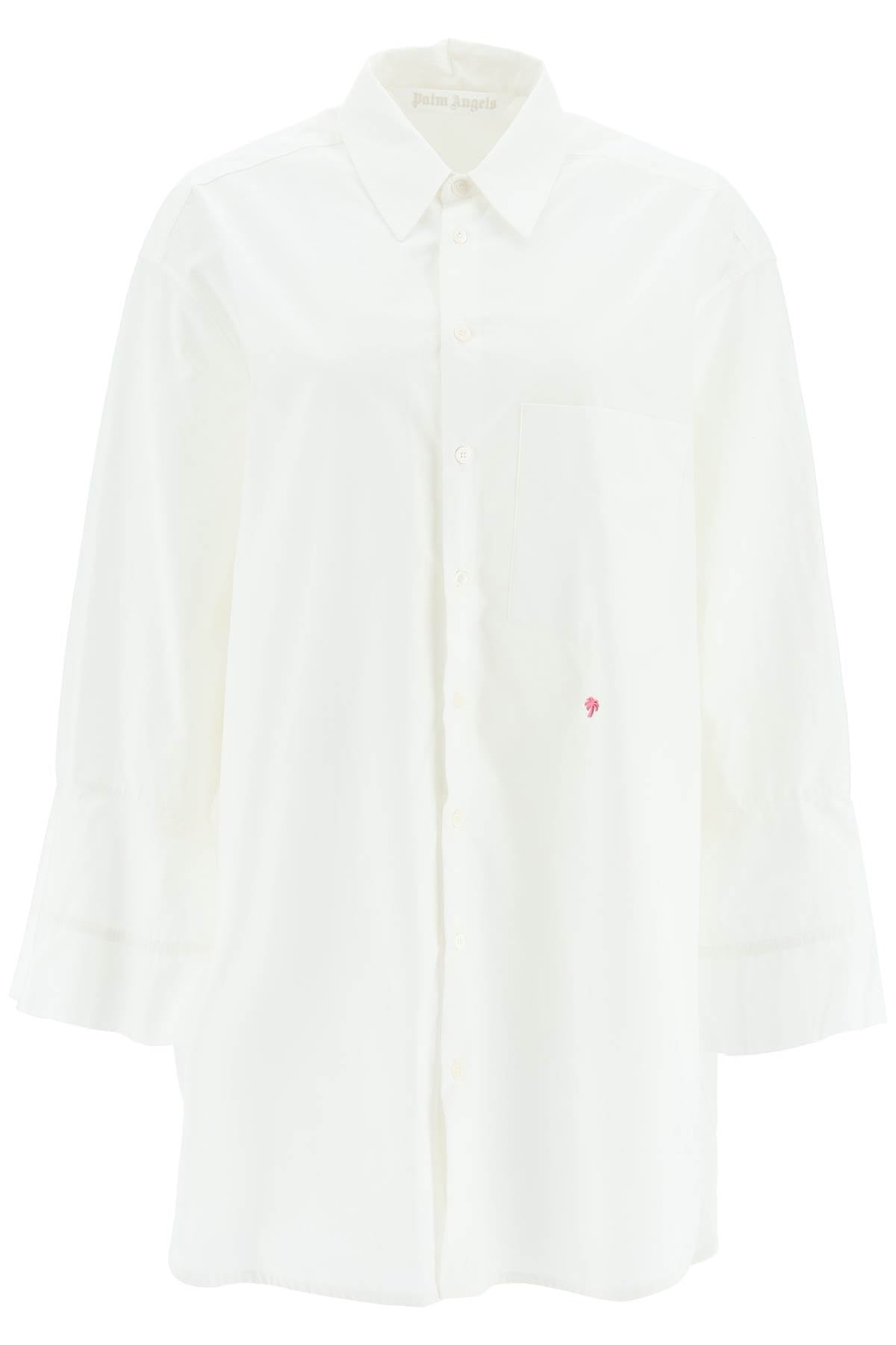 Palm Angels Shirt Dress With Bell Sleeves   White