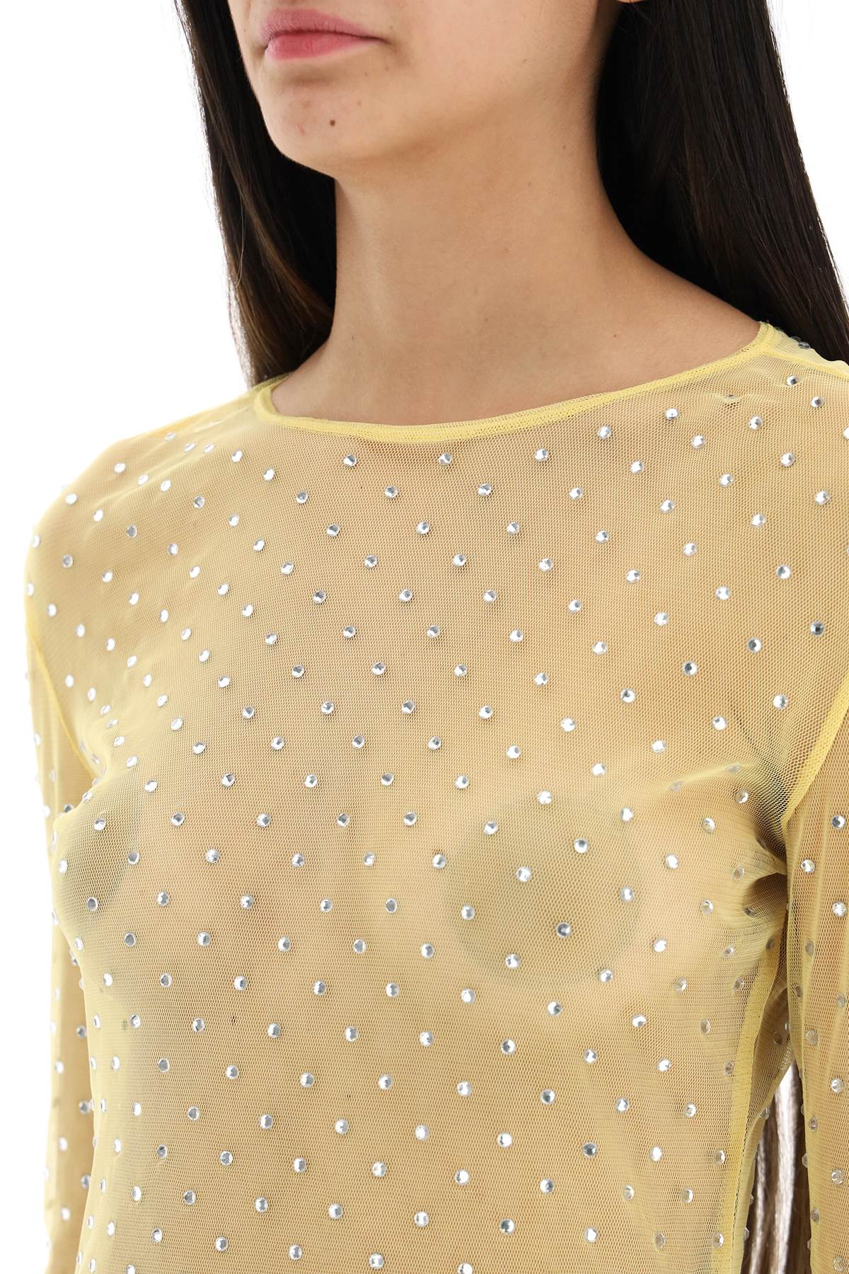 Siedres 'Desta' Rhinestone Mesh Top   Yellow