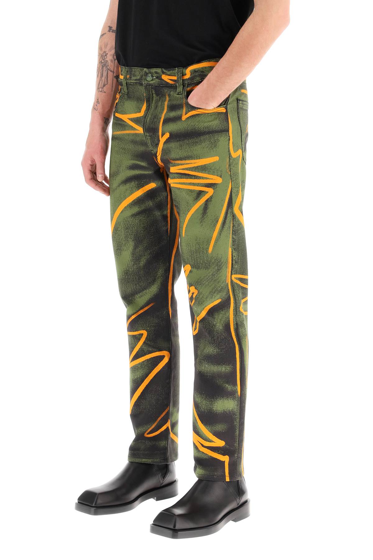 Moschino Shadows & Squiggles Cotton Pants   Green