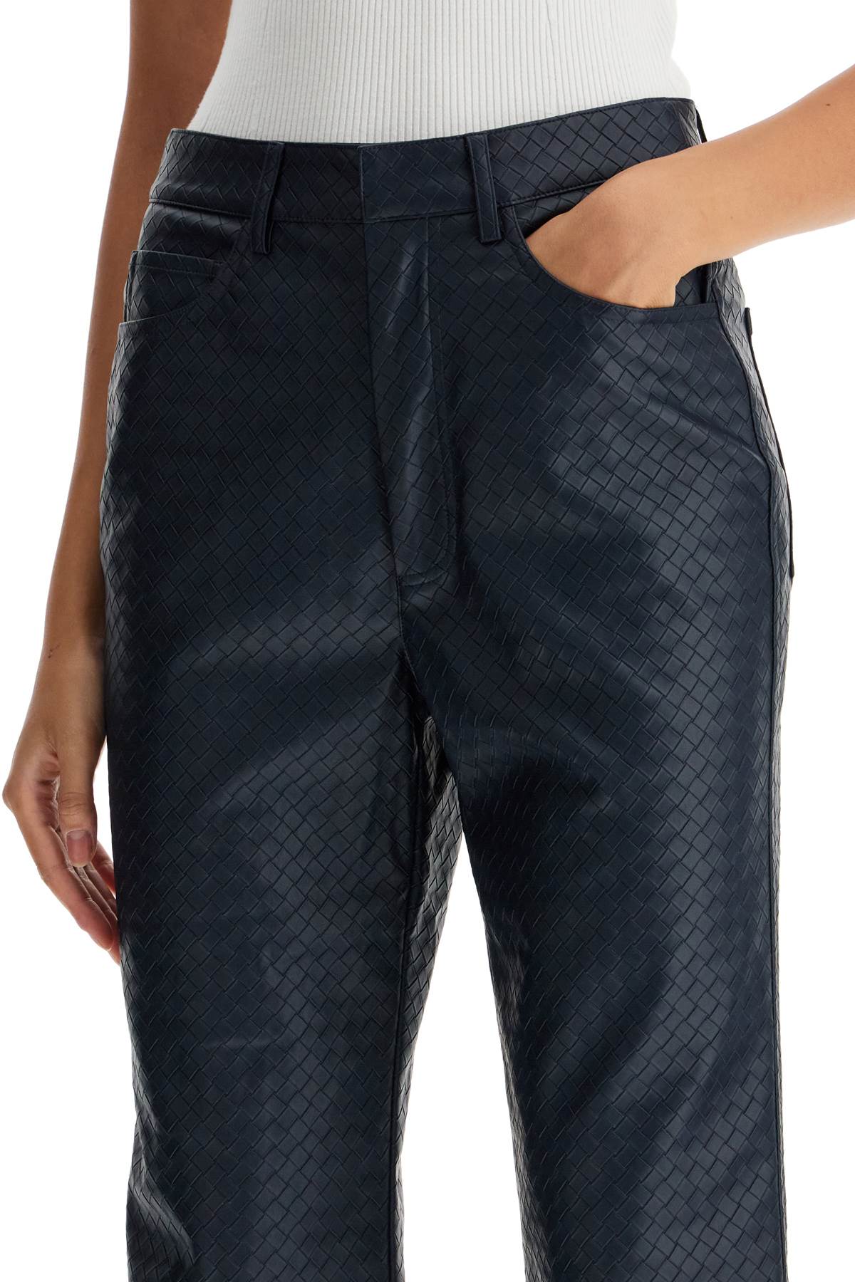 Rotate straight leg pants with woven pattern design