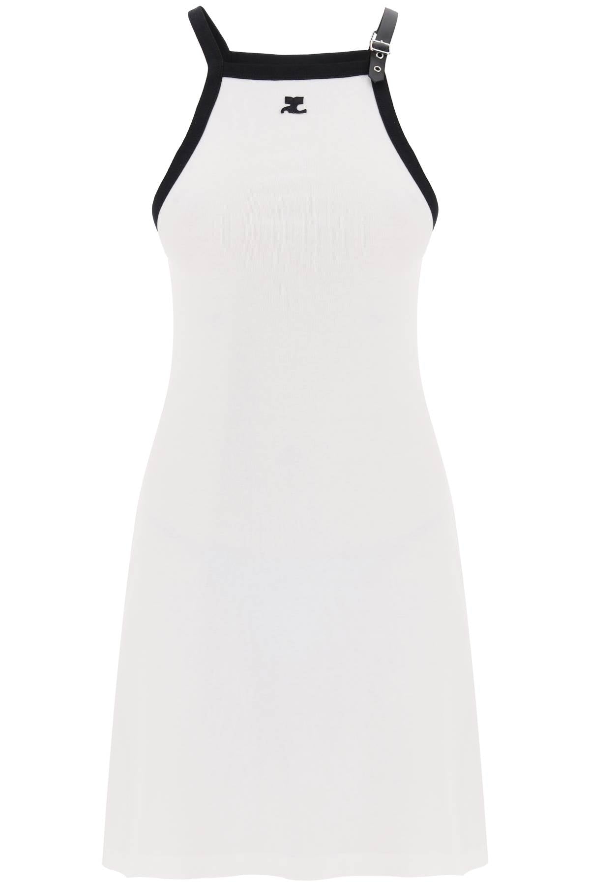 Courreges bicolor jersey mini dress in