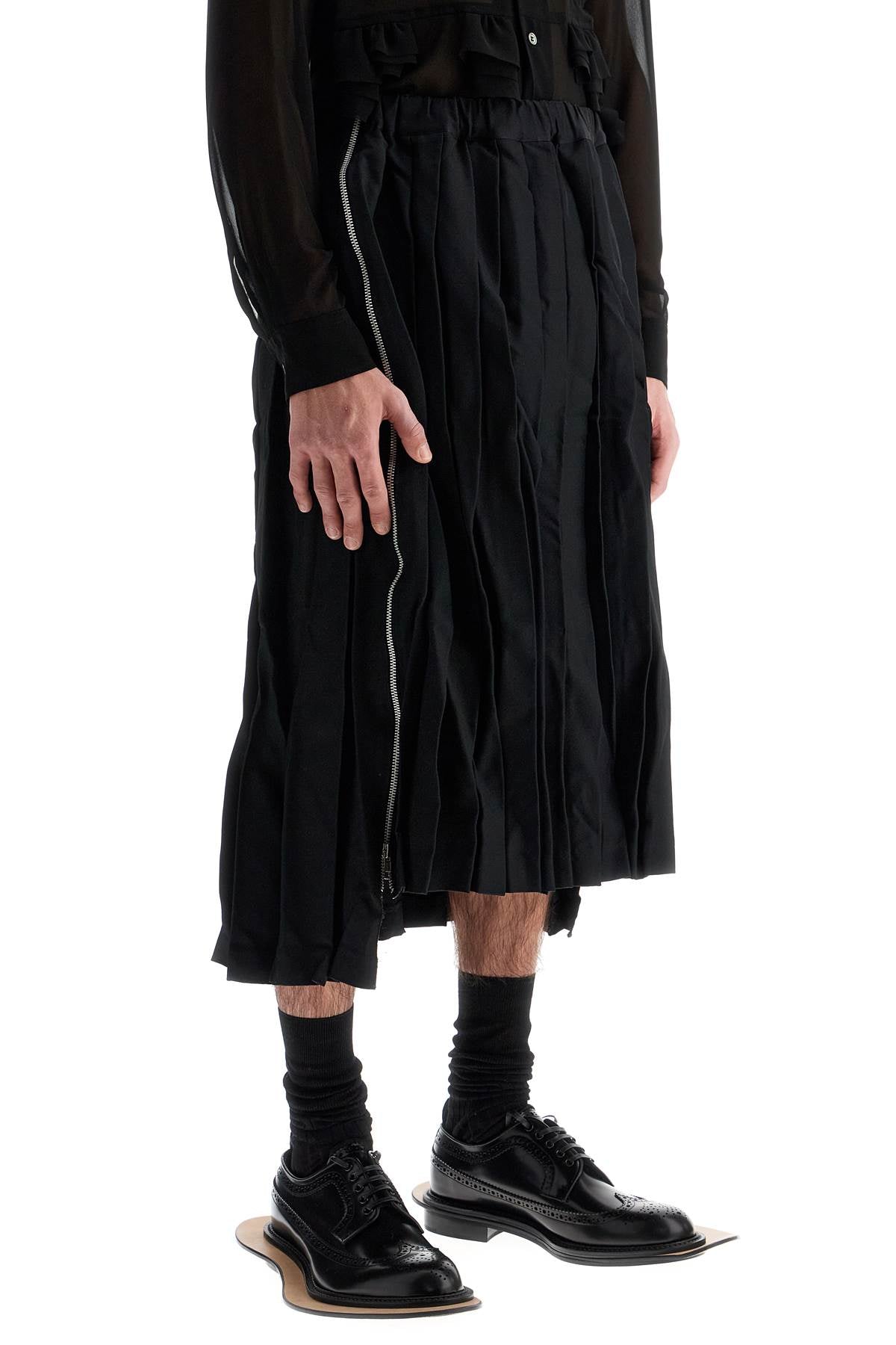 COMME DES GARCONS BLACK pleated skirt with side z