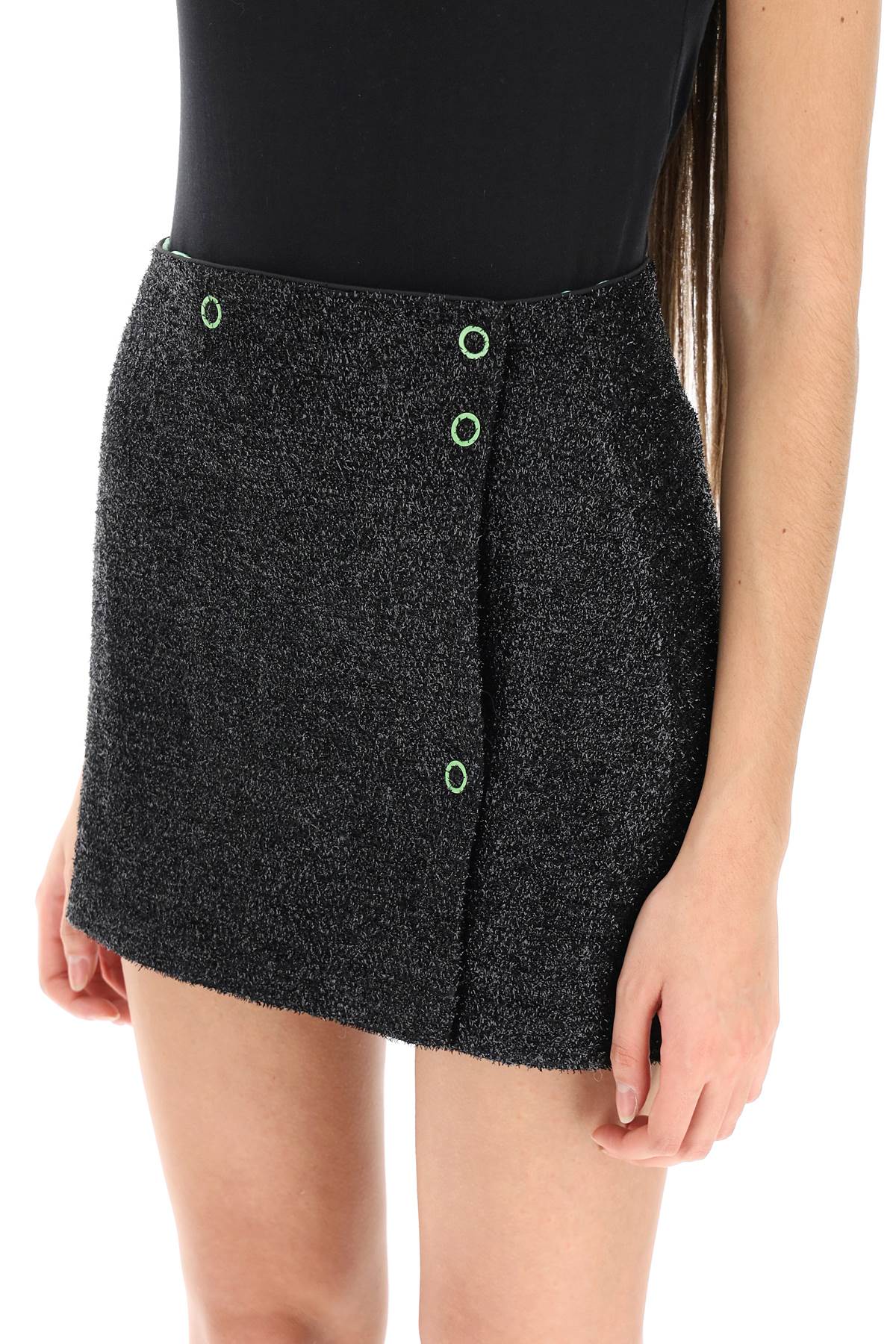 Ganni Mini Lamé Tweed Wrap Skirt   Black