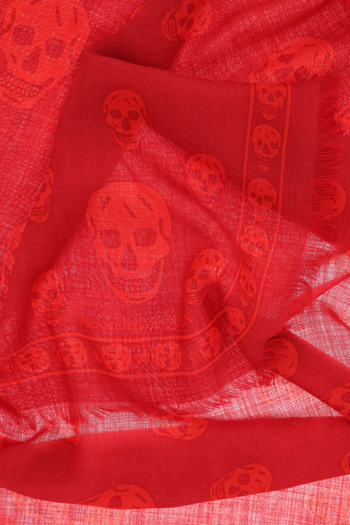 Alexander Mcqueen Skull Scarf In Light Wool   Red