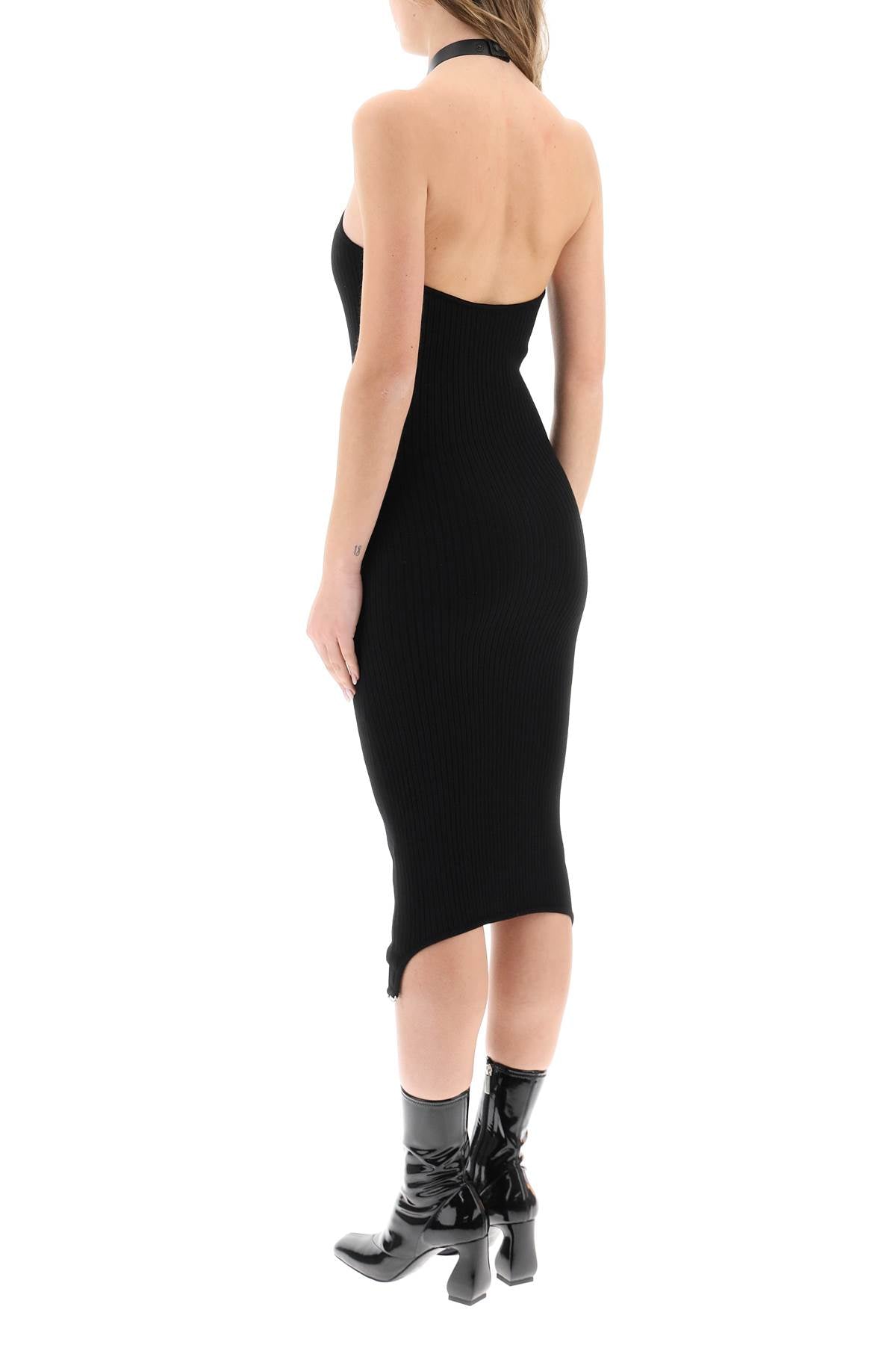 Courreges Sheath Midi Dress In Rib Knit   Black