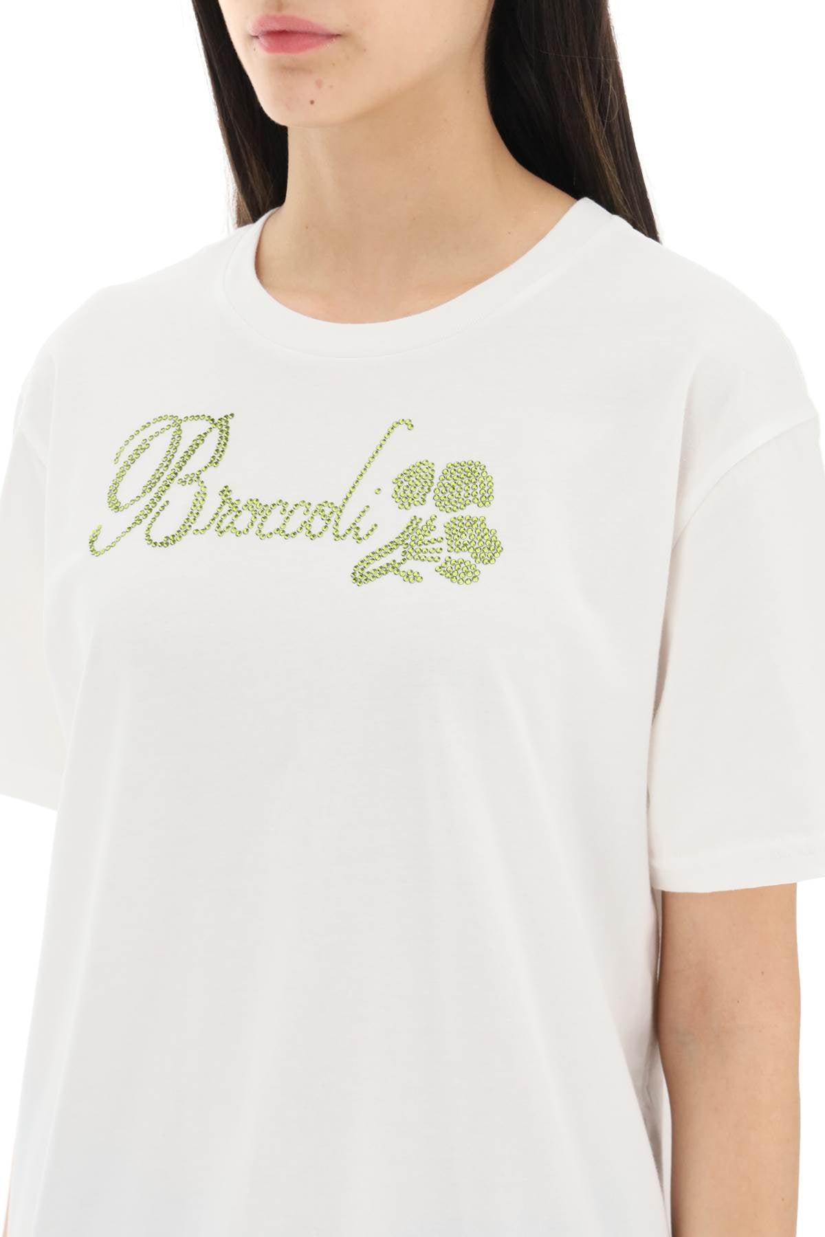 Collina Strada Organic Cotton T Shirt With Rhinestones   White