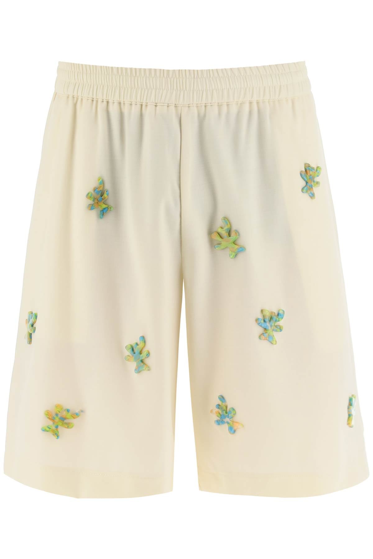 Bonsai Applique Wool Shorts   White