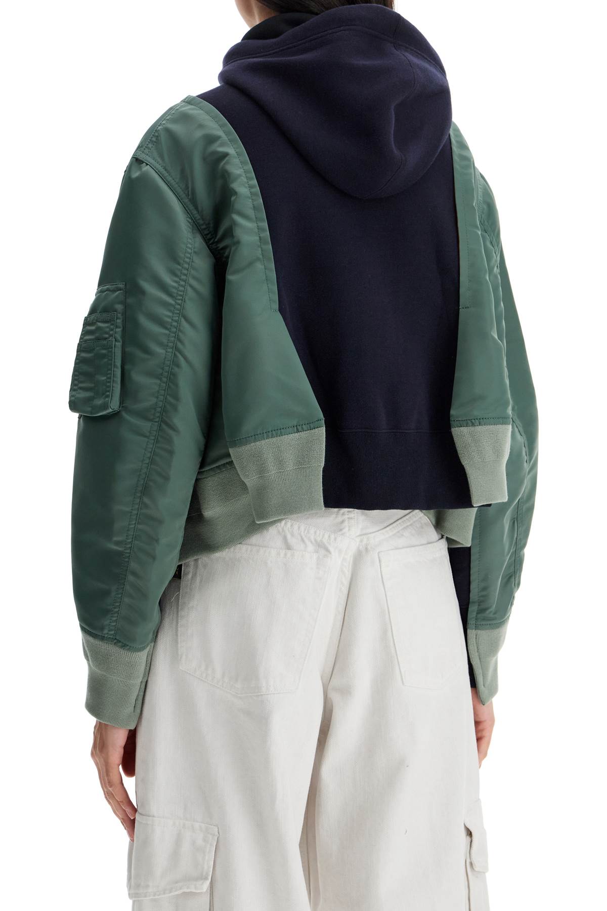 Sacai hybrid sweatshirt with zip and hood