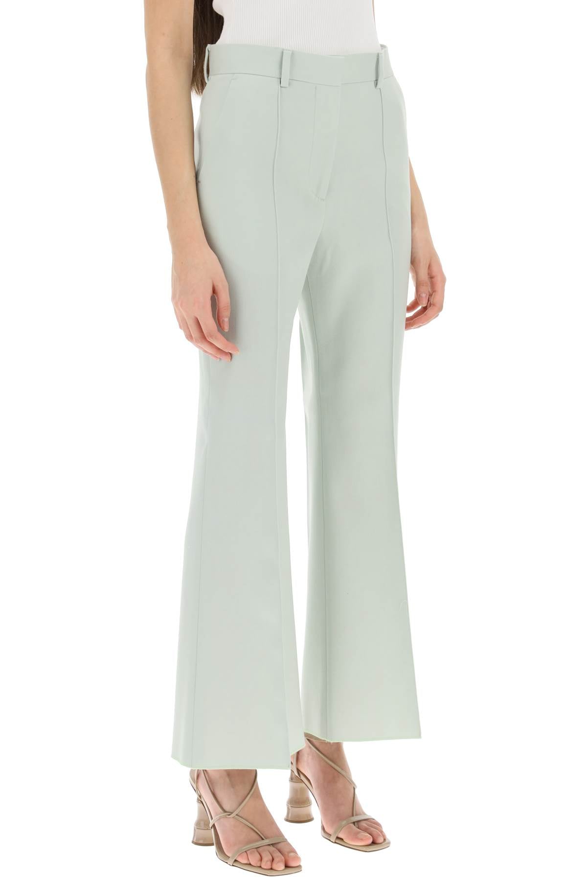 Lanvin Kick Flare Wool Trousers   Green