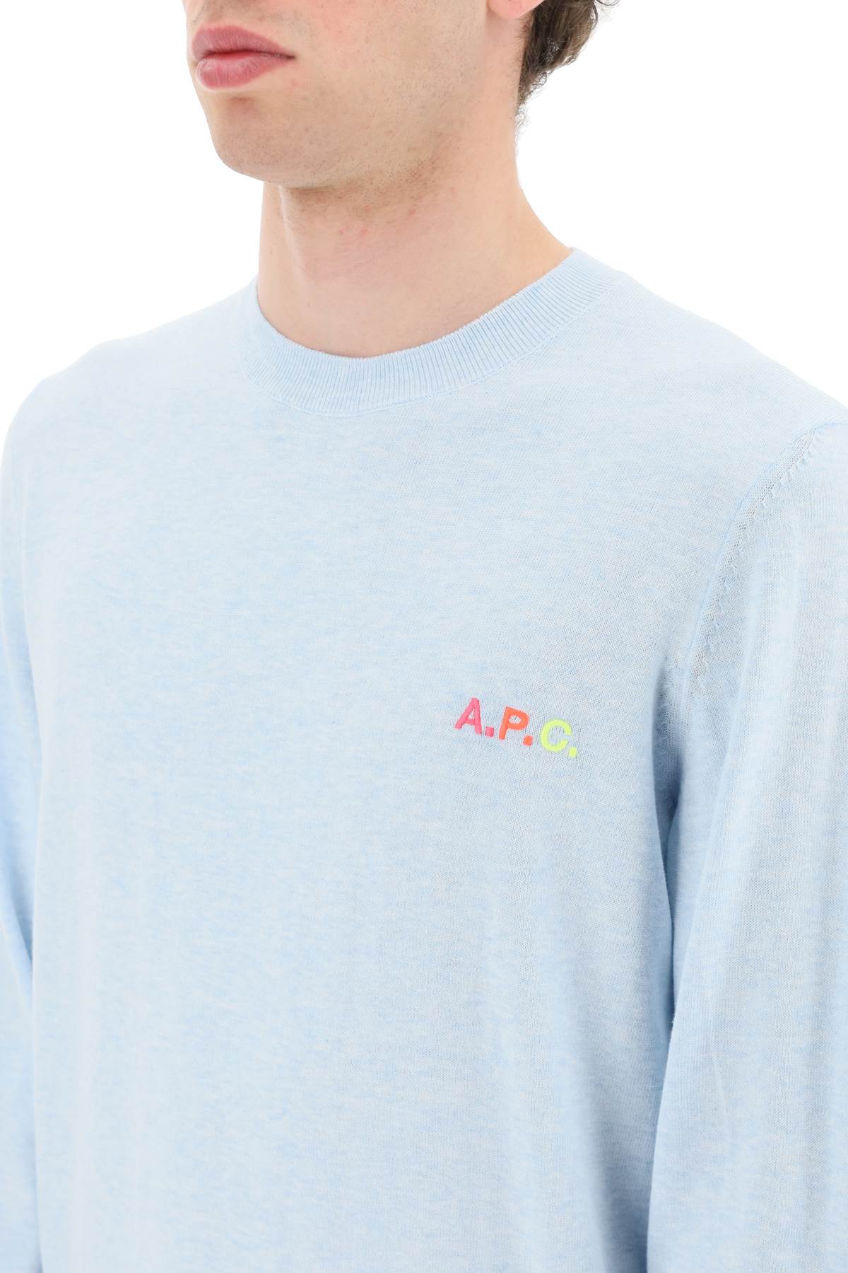 A.P.C. 'Martin' Pullover With Logo Embroidery Detail   Light Blue