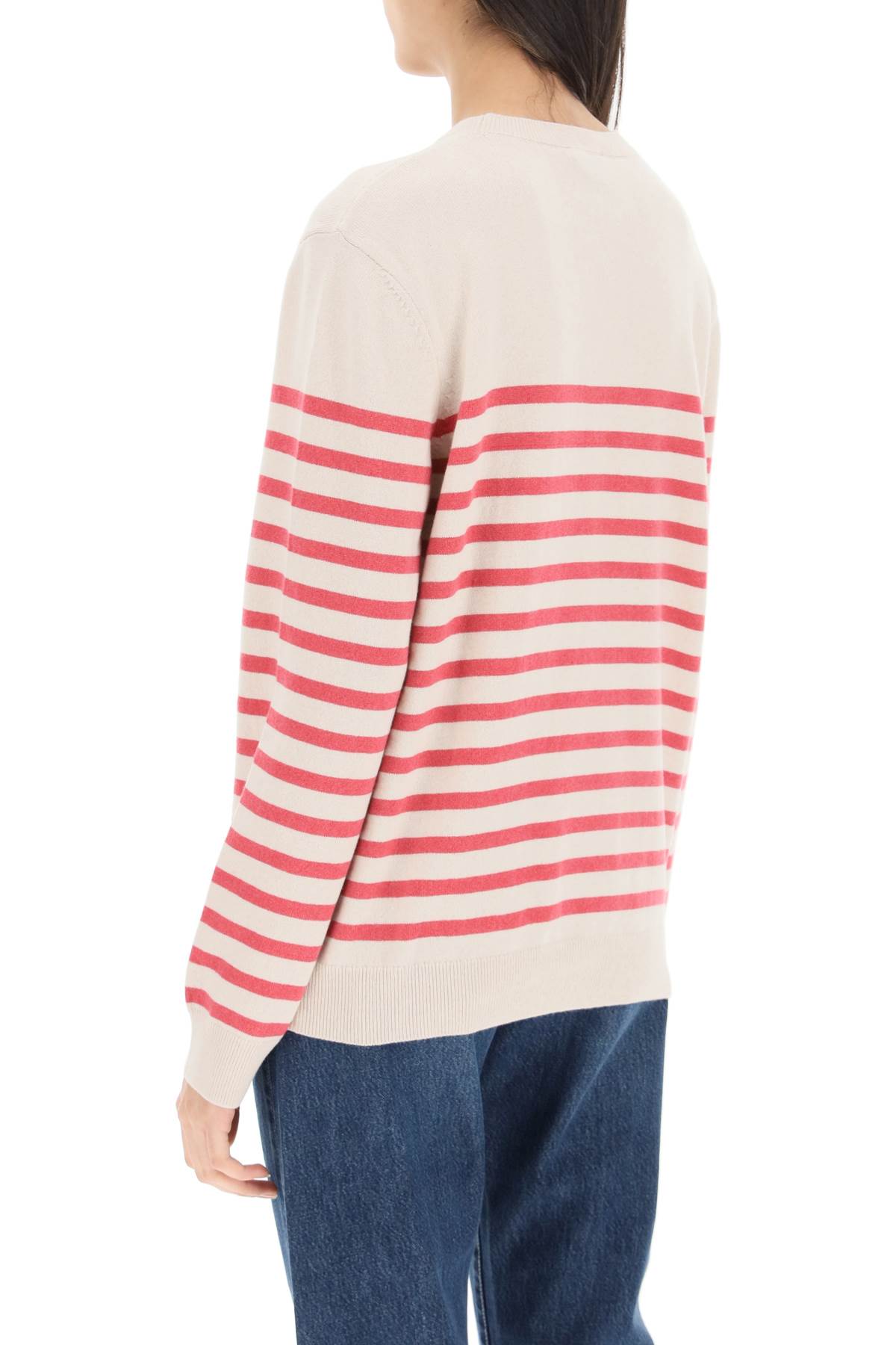 A.P.C. 'Phoebe' Striped Cashmere And Cotton Sweater   Beige