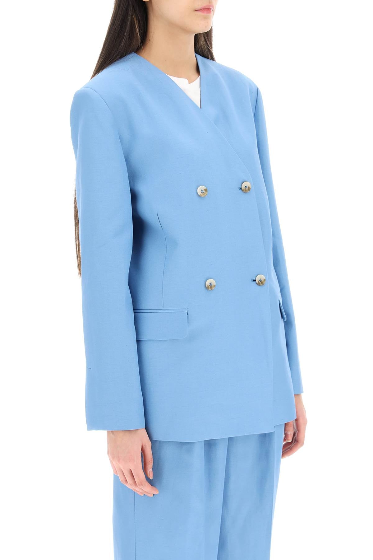 Loulou Studio 'Jalca' Double Breasted Blazer   Light Blue