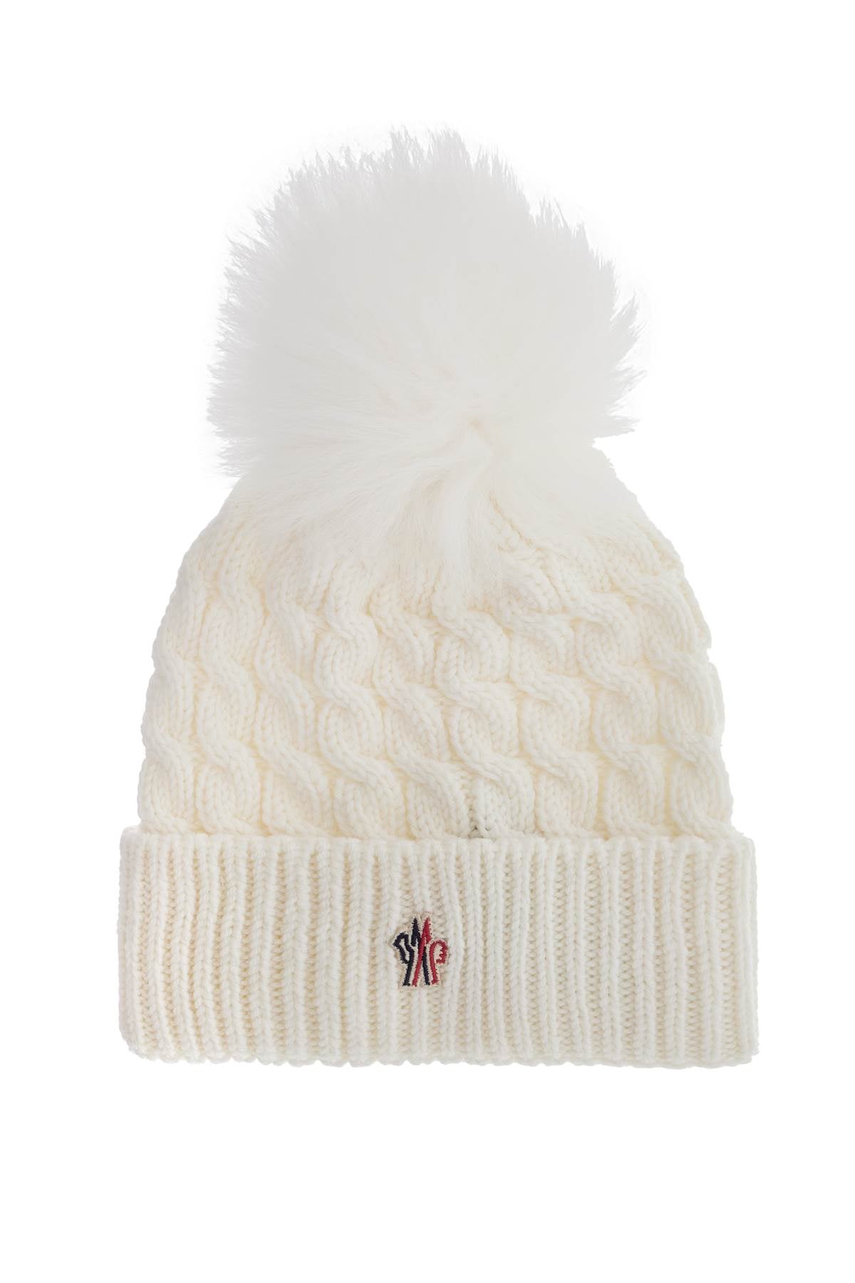 Moncler Grenoble wool beanie hat with pom pom.