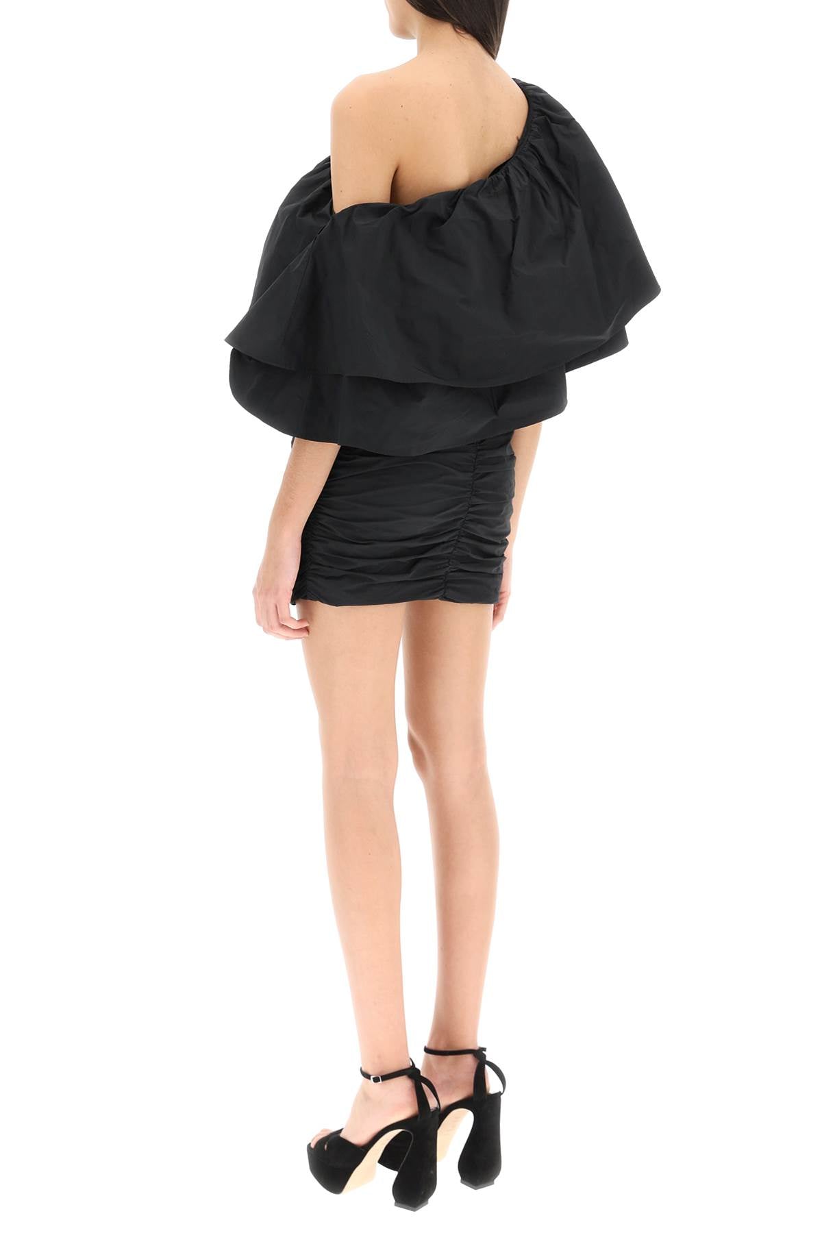 Rotate 'Taft' One Shoulder Mini Dress   Black