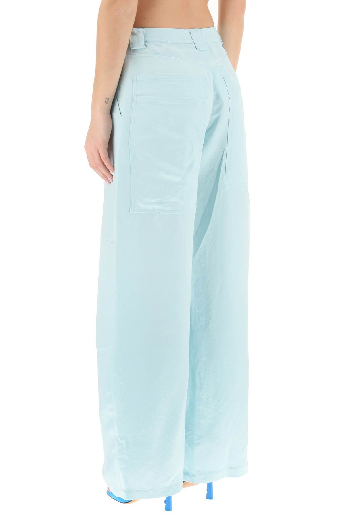 Collina Strada Wide Leg Satin Pants   Light Blue