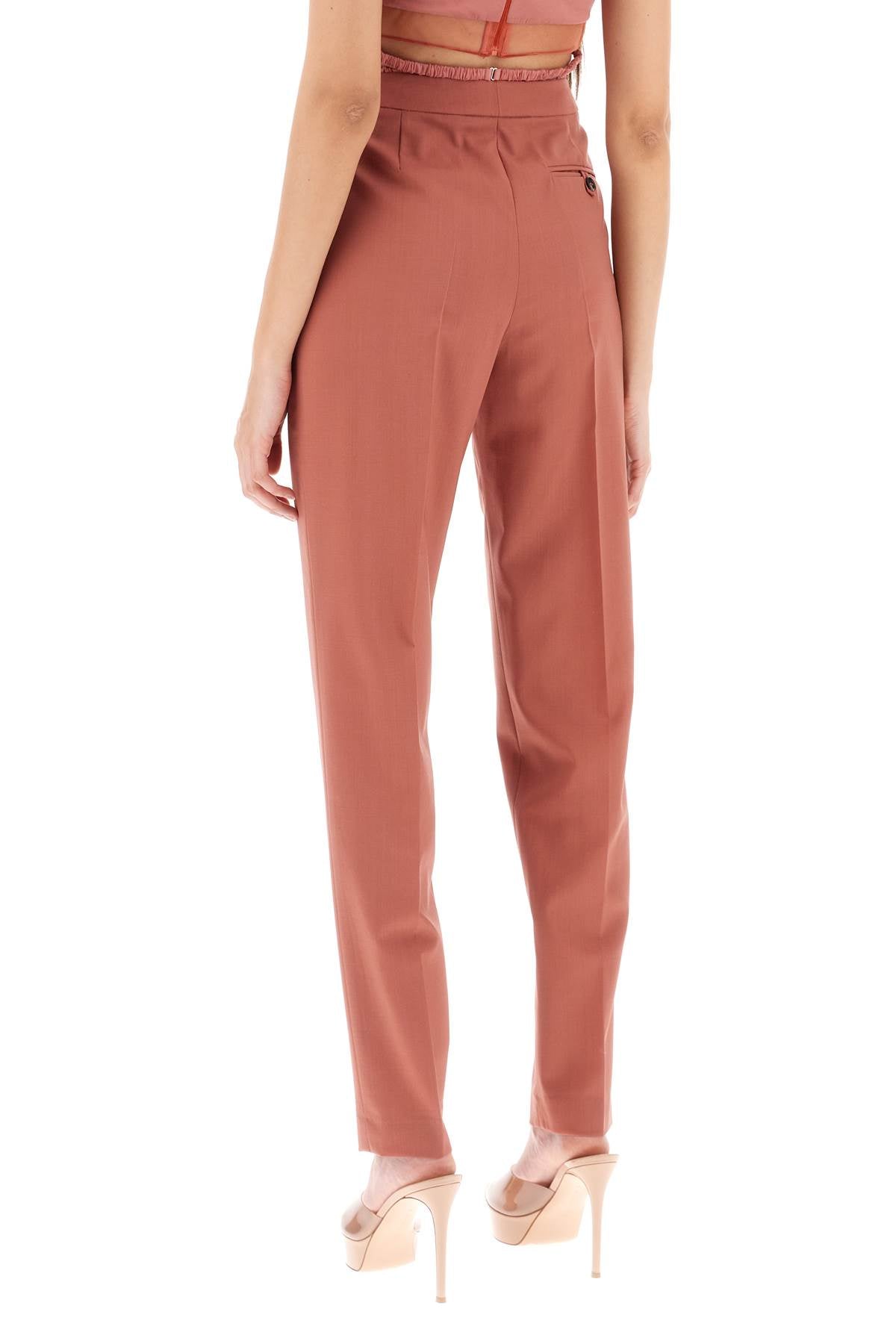 Nensi Dojaka Cool Virgin Wool Pants With Heart Shaped Details   Red