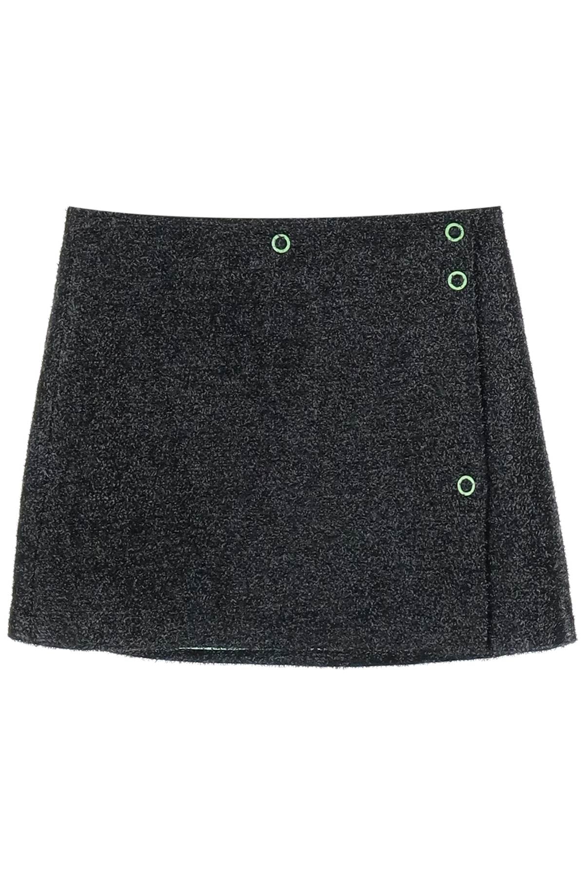 Ganni Mini Lamé Tweed Wrap Skirt   Black