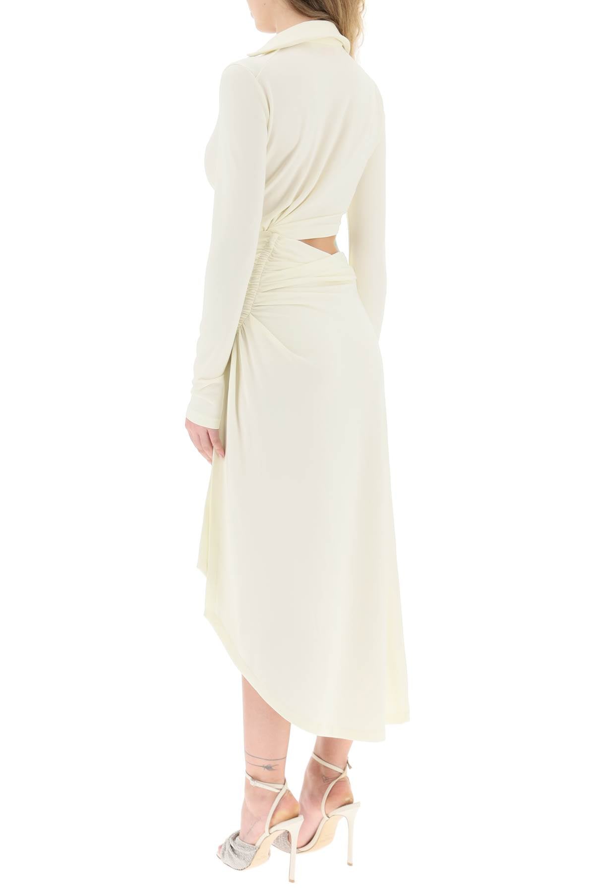 Off White Asymmetric Cut Out Jersey Dress   White