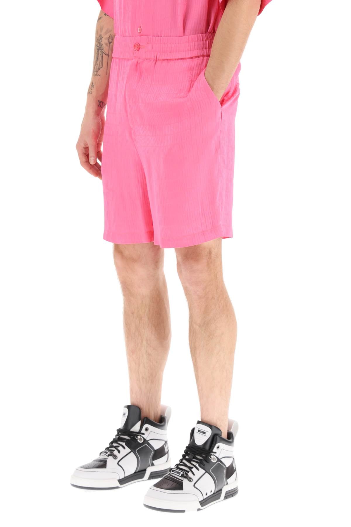 Moschino Monogram Silk And Viscose Shorts   Pink