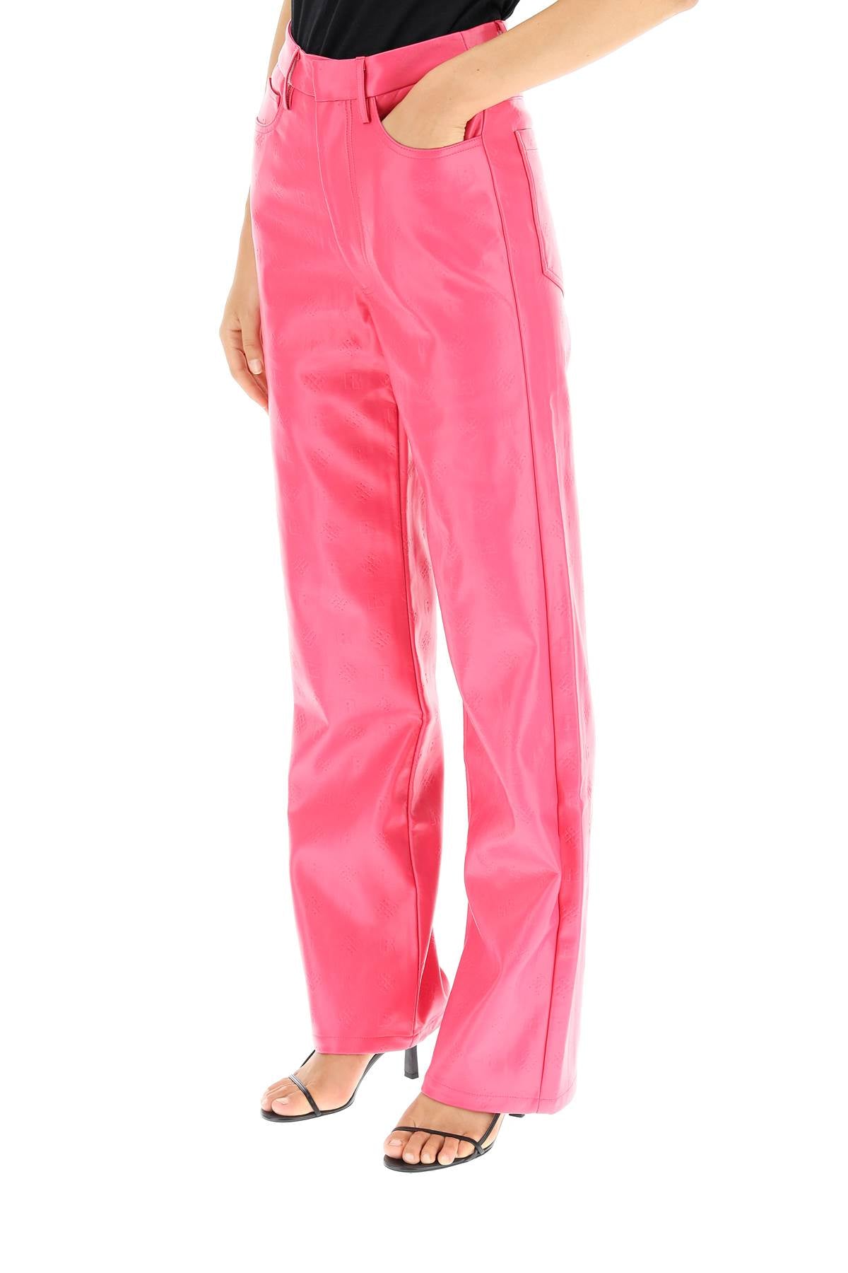 Rotate 'Rotie' Monogram Faux Leather Pants   Fuchsia