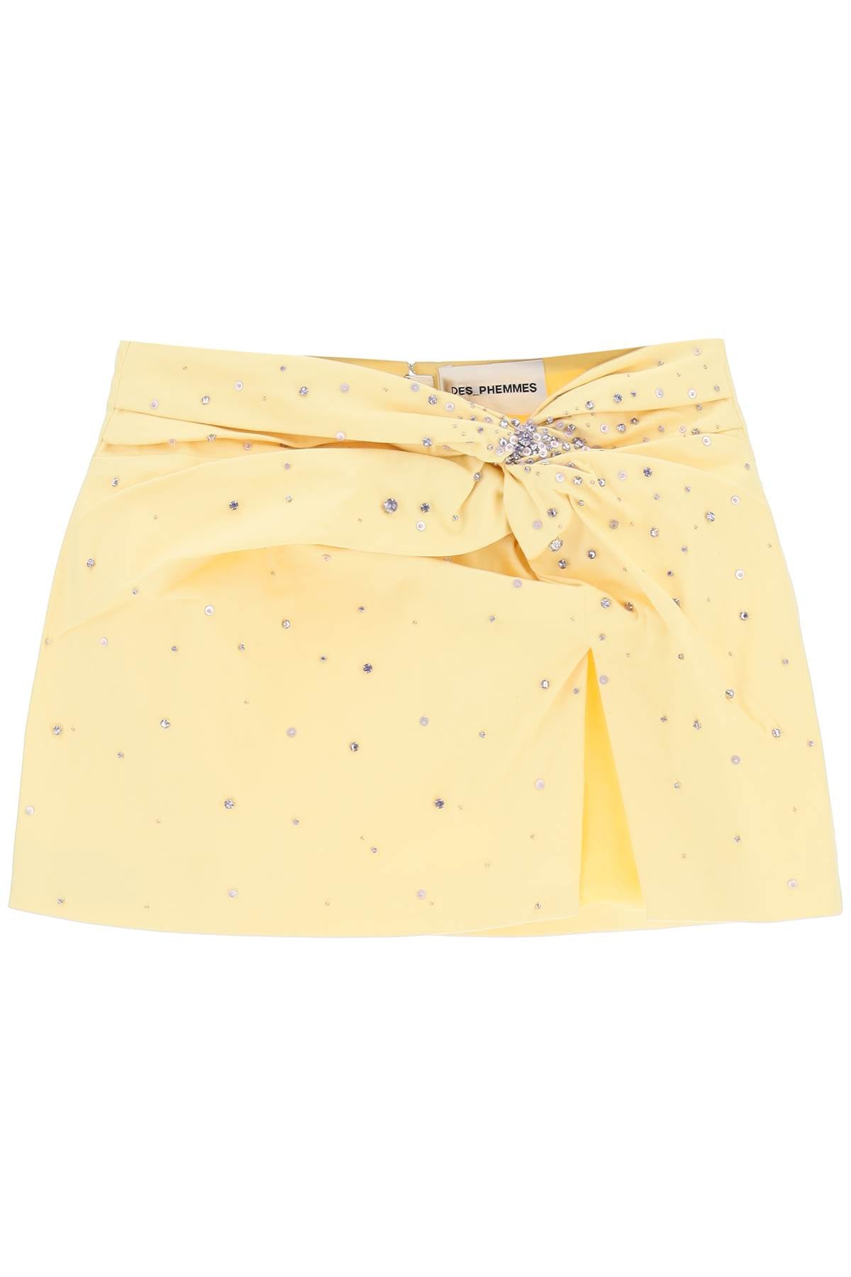 Des Phemmes Mini Skirt With Crystals   Yellow