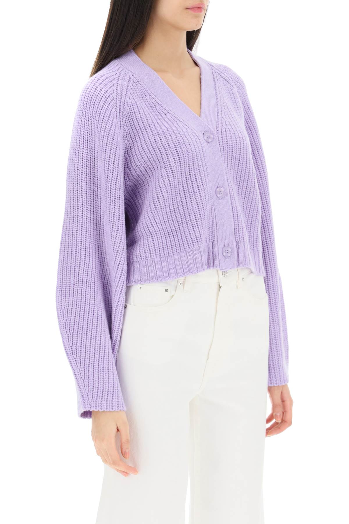 Staud V Neck Mirabel Cardigan   Purple