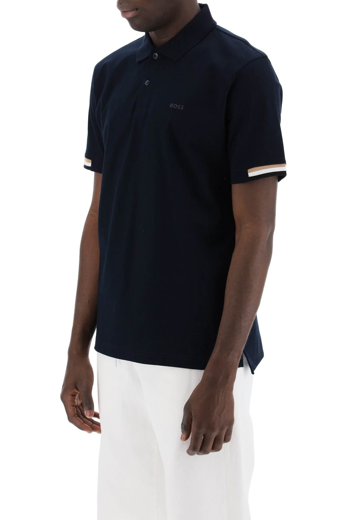 Boss parlay polo shirt with stripe detail