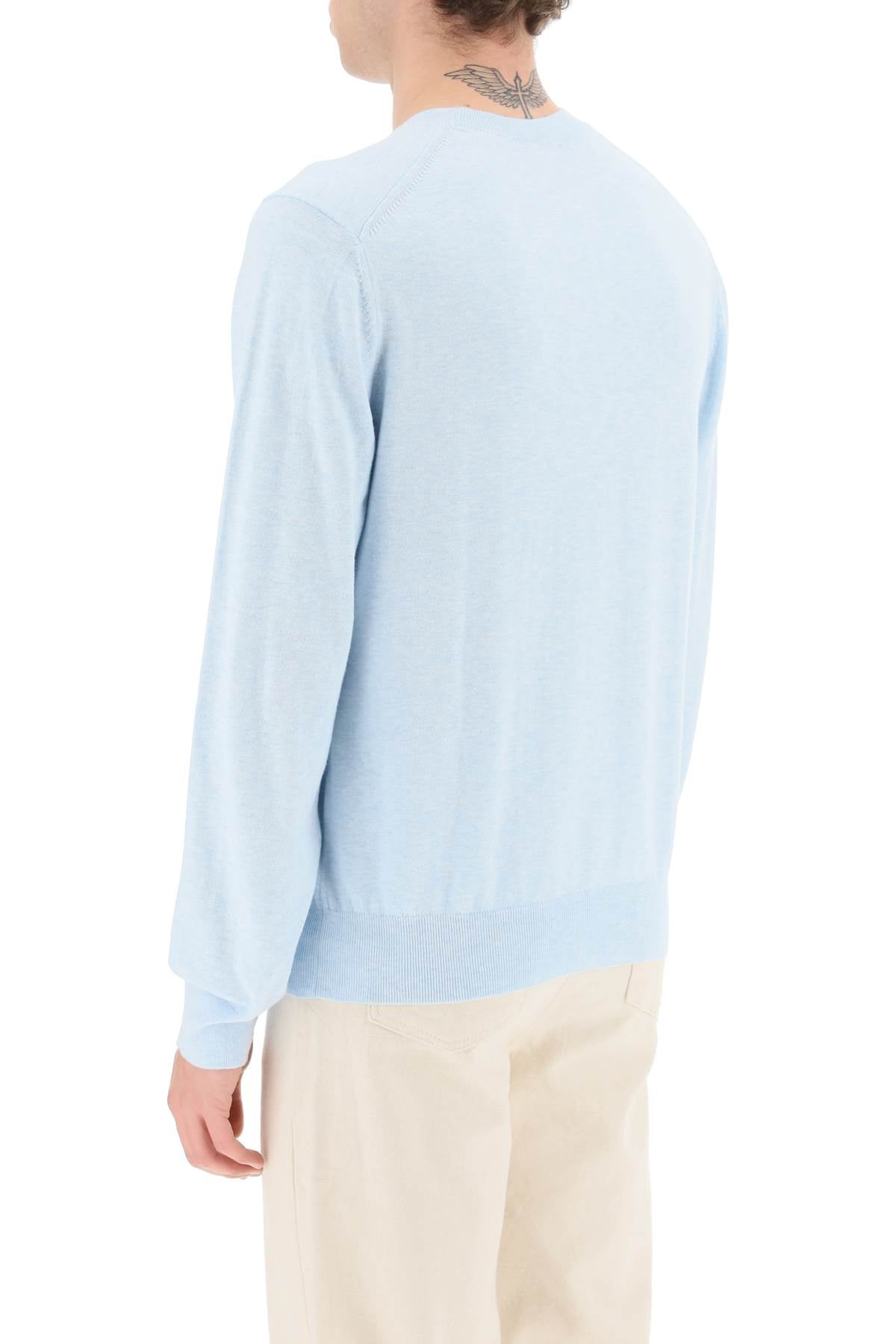 A.P.C. 'Martin' Pullover With Logo Embroidery Detail   Light Blue