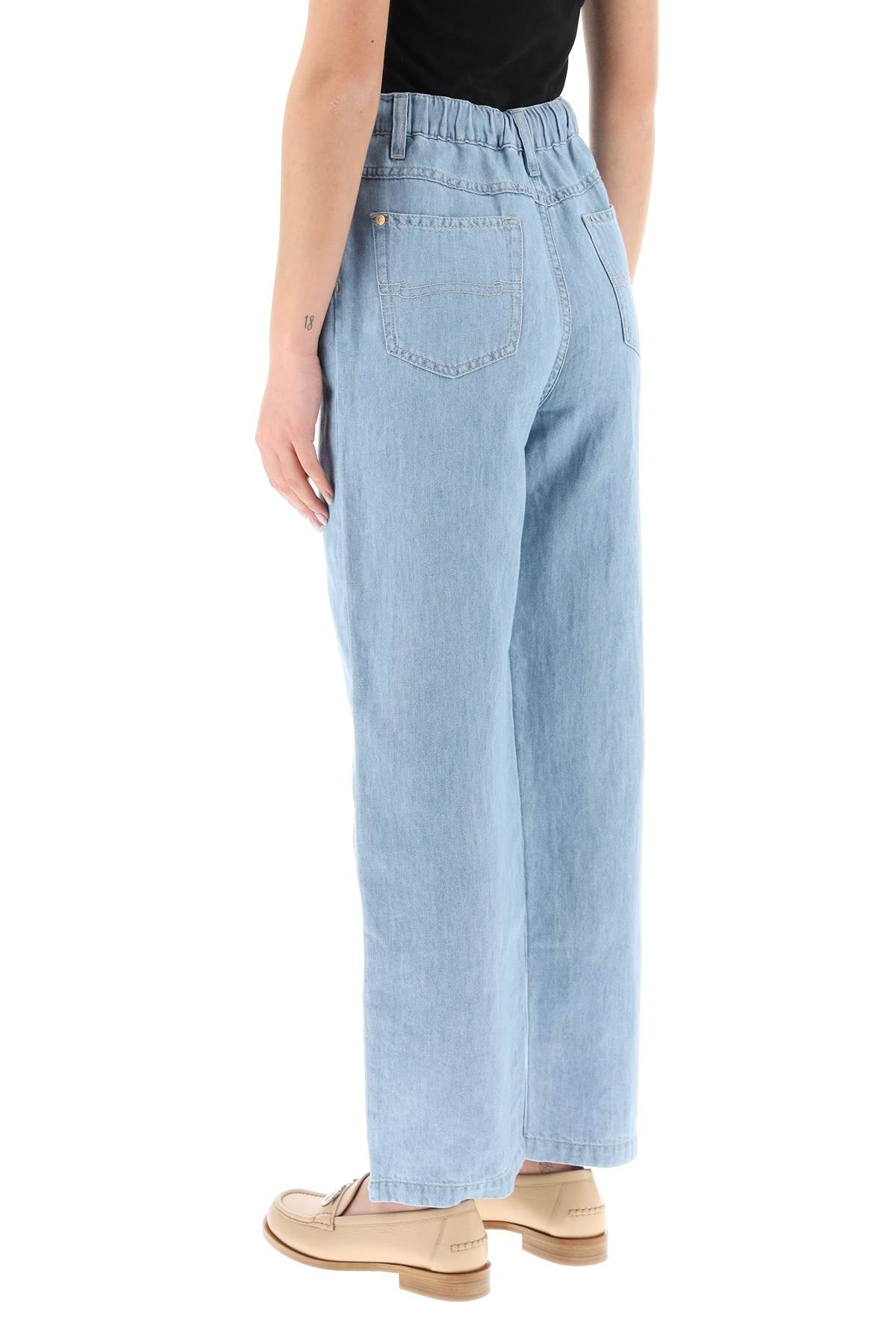 Agnona Drawstring Jeans In Light Denim   Light Blue