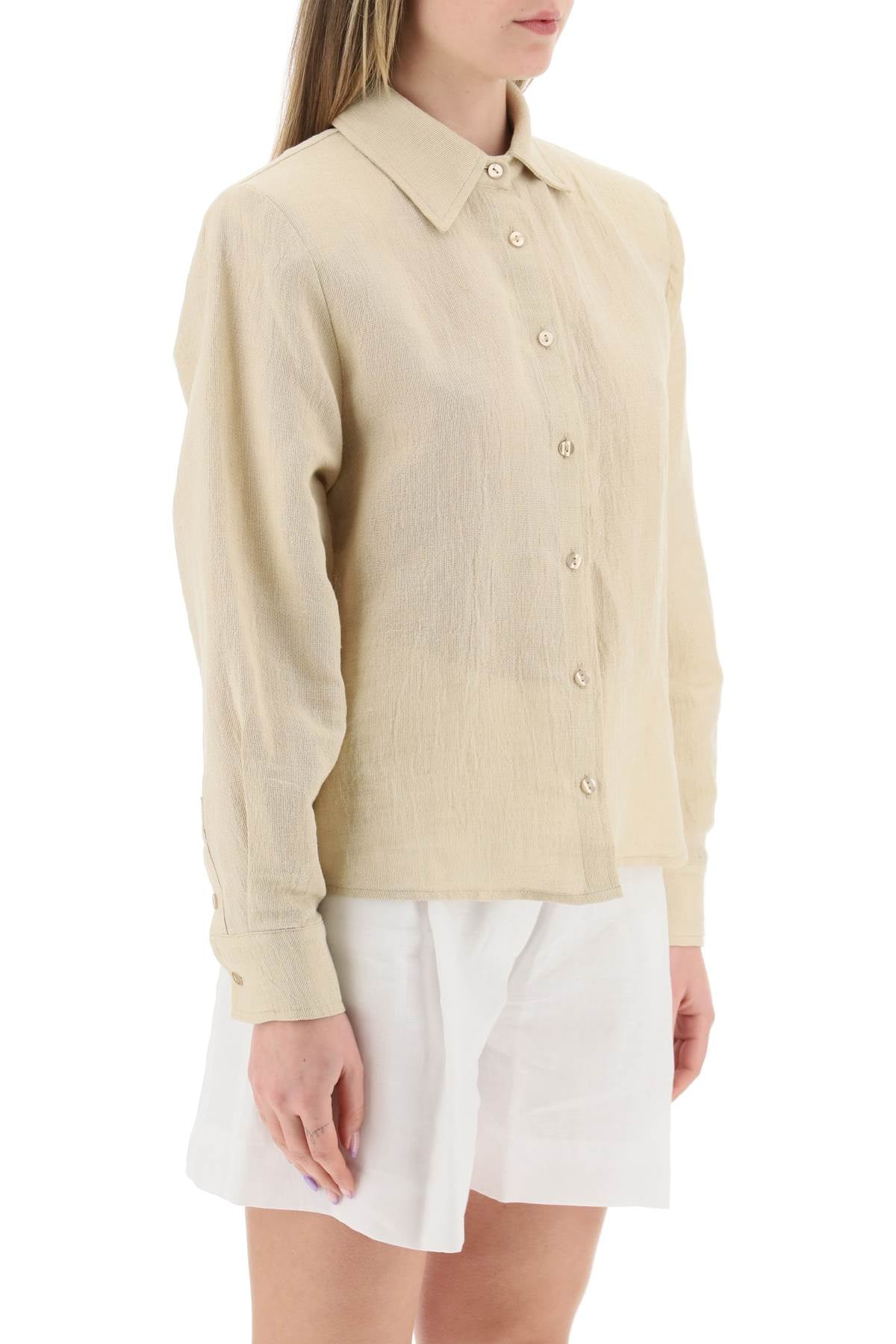 Mvp Wardrobe 'Malibu' Cotton Linen Shirt   Beige