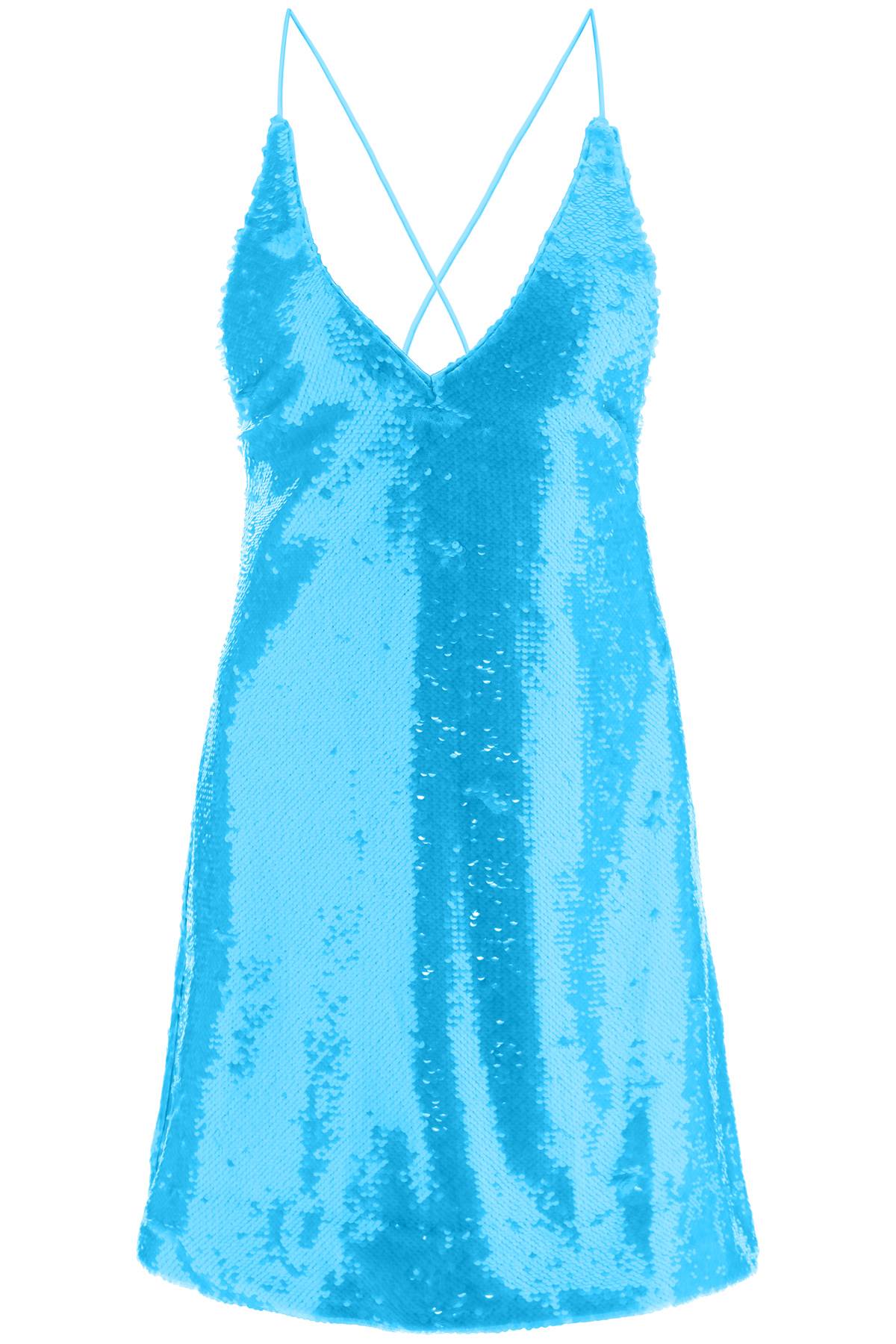 Ganni Sequined Mini Dress   Light Blue