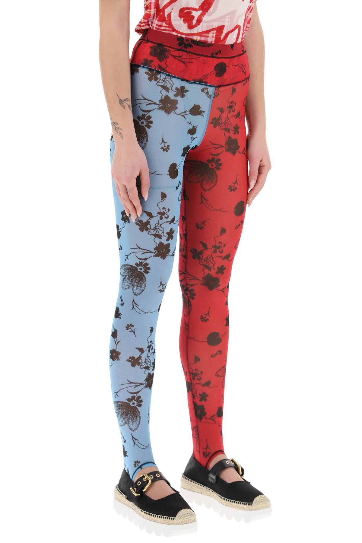 Chopova Lowena Color Block Floral Leggings   Light Blue