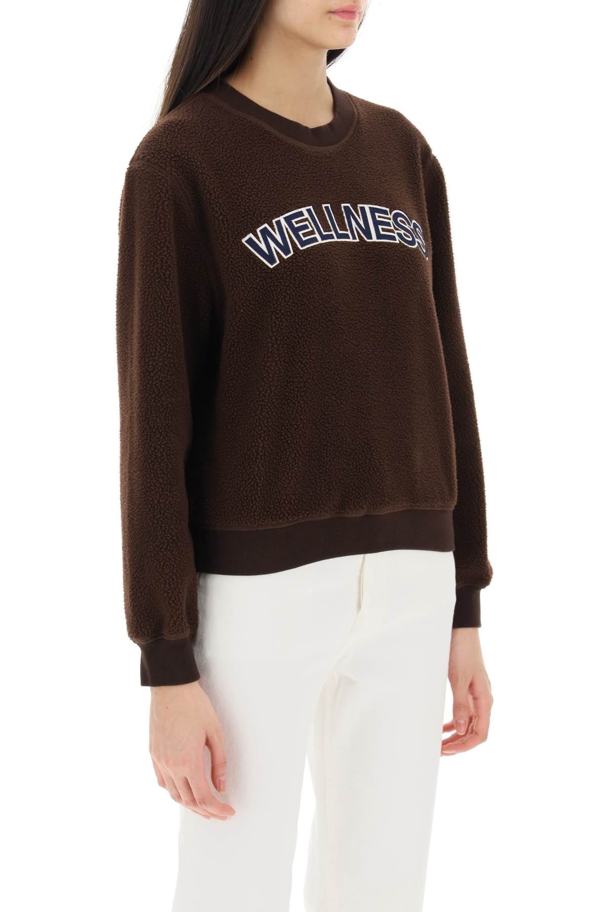 Sporty Rich Sherpa Fleece Crew Neck Sweatshirt   Brown