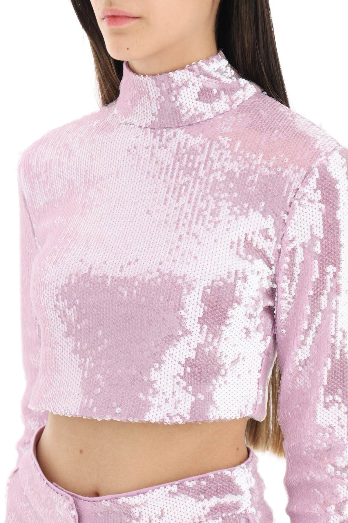 Rotate Sequins High Neck Top   Purple