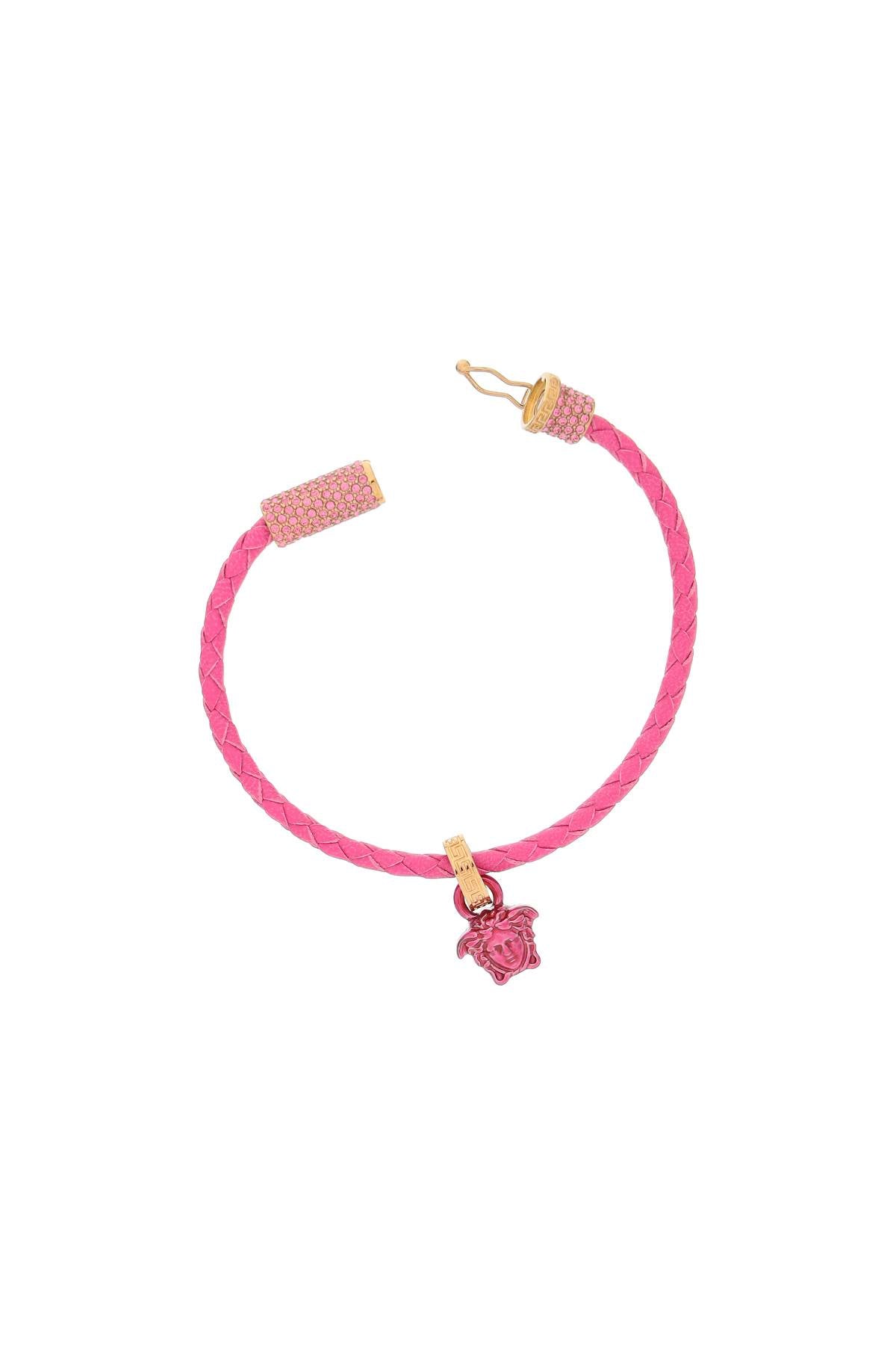 Versace Braided Leather Bracelet   Fuchsia