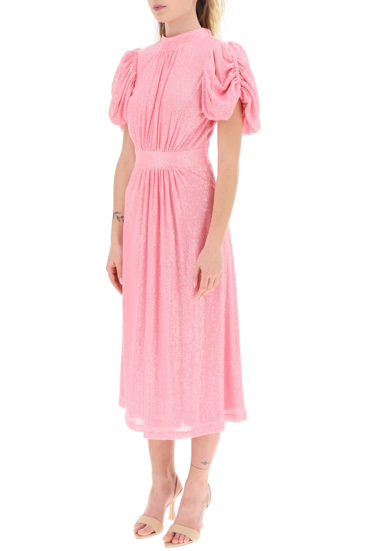 Rotate 'Noon' Puff Sleeve Sequined Dress   Pink