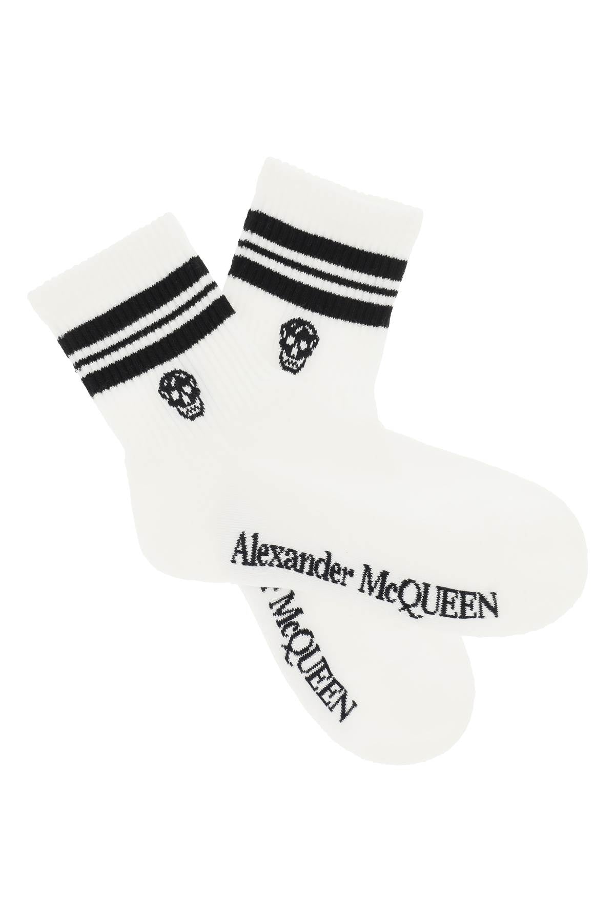 Alexander Mcqueen Stripe Skull Sports Socks   White