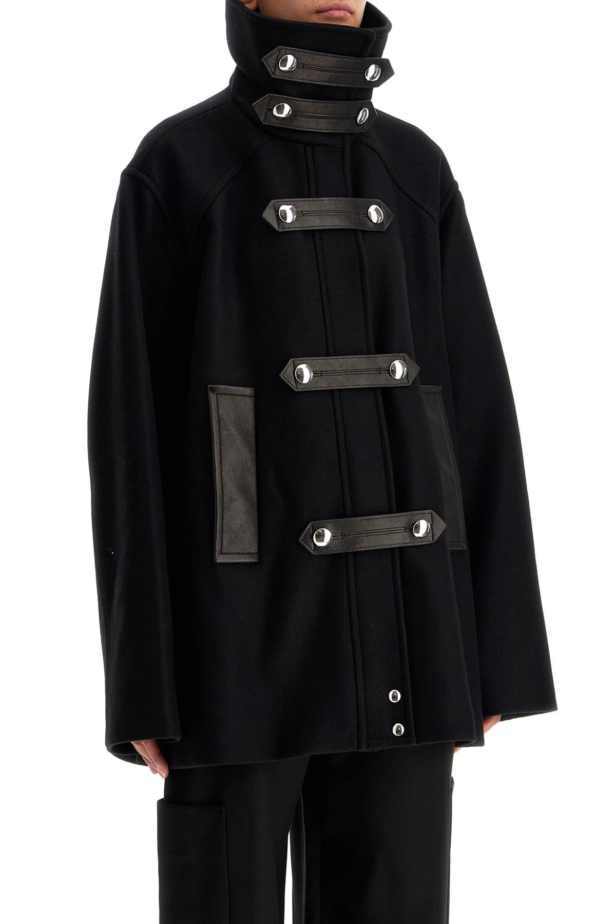 Khaite wool and leather melbo coat