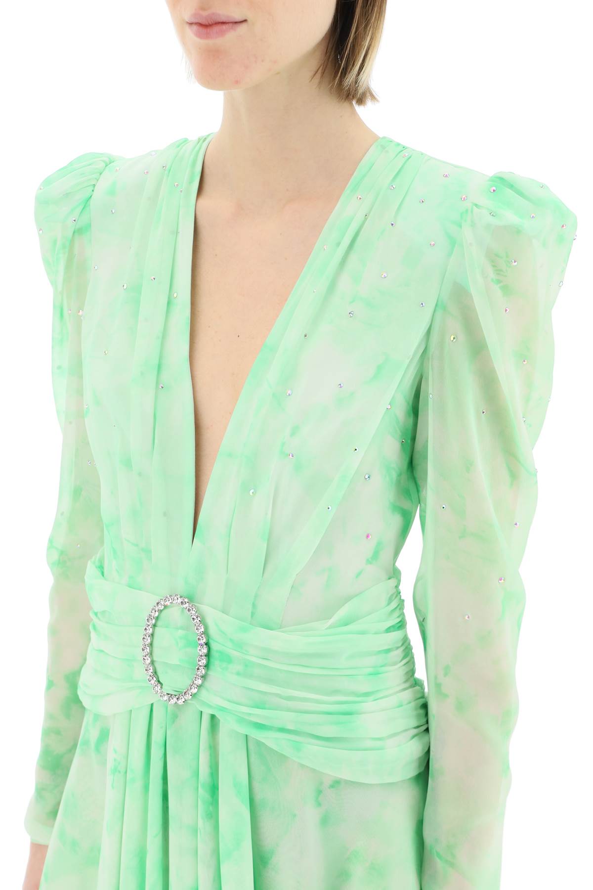 Alessandra Rich Silk Mini Dress   Green