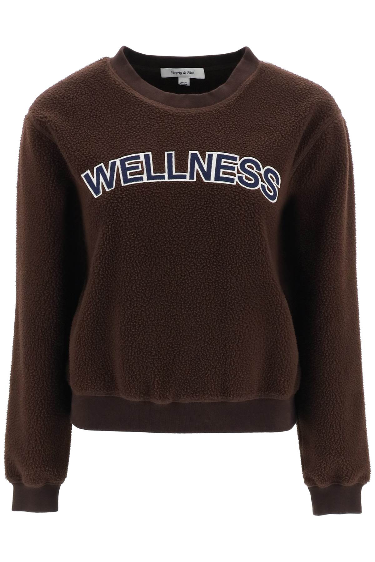 Sporty Rich Sherpa Fleece Crew Neck Sweatshirt   Brown