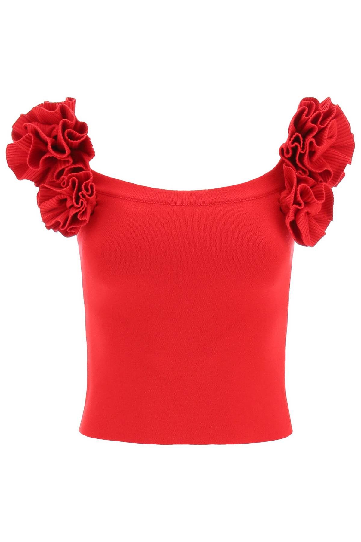 Magda Butrym Fitted Top With Roses   Red